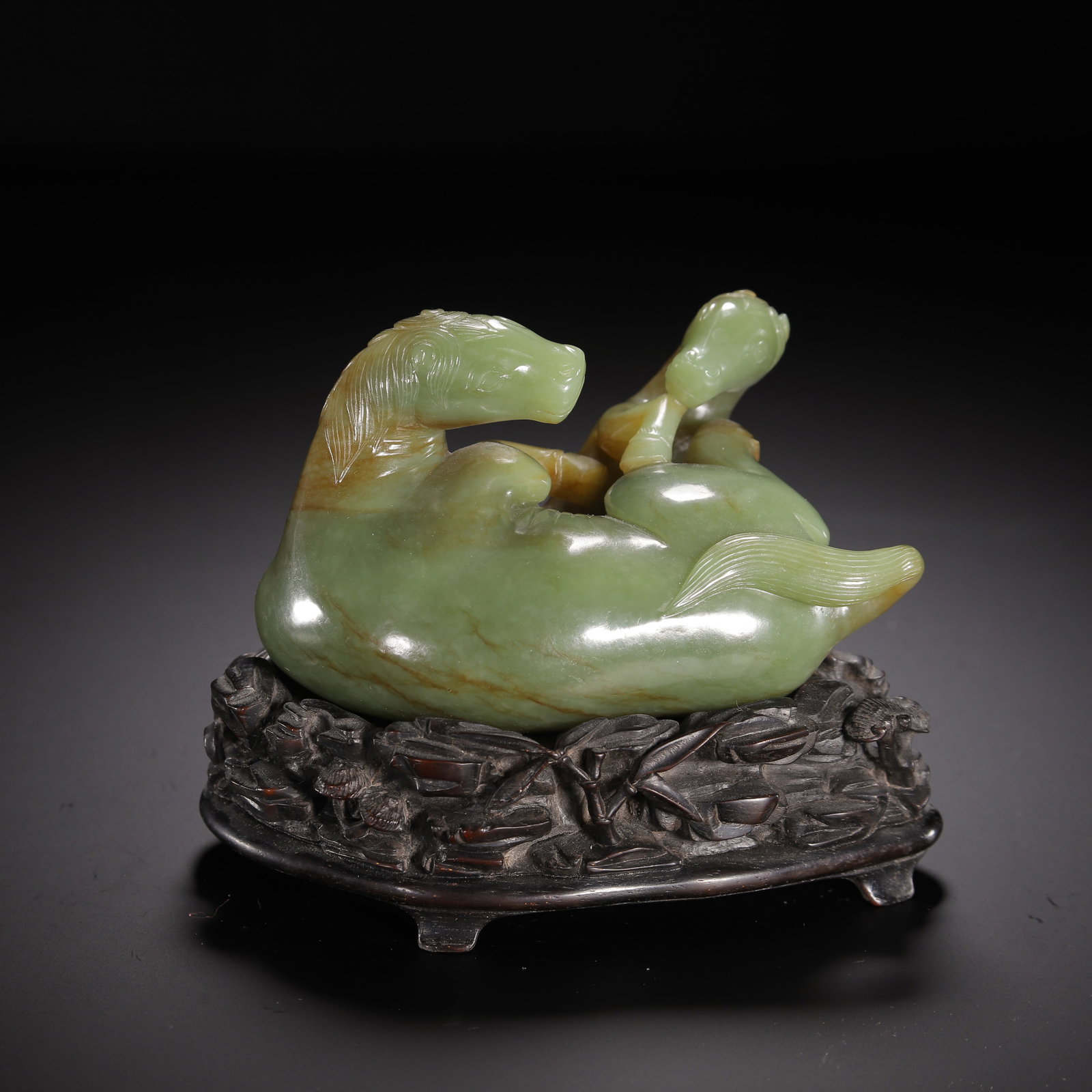 CHINESE YELLOW HETIAN JADE RECUMBENT HORSES (1 of 9)