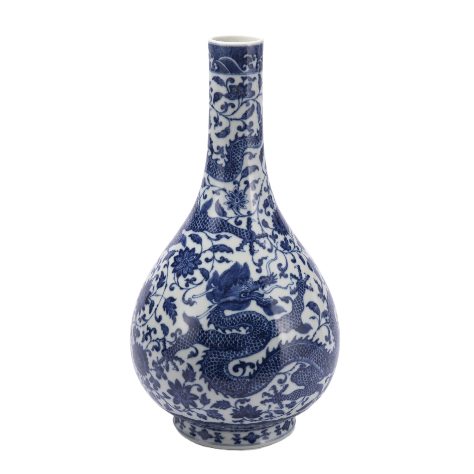 A BLUE AND WHITE PEAR SHAPE PORCELAIN VASE (1 of 9)