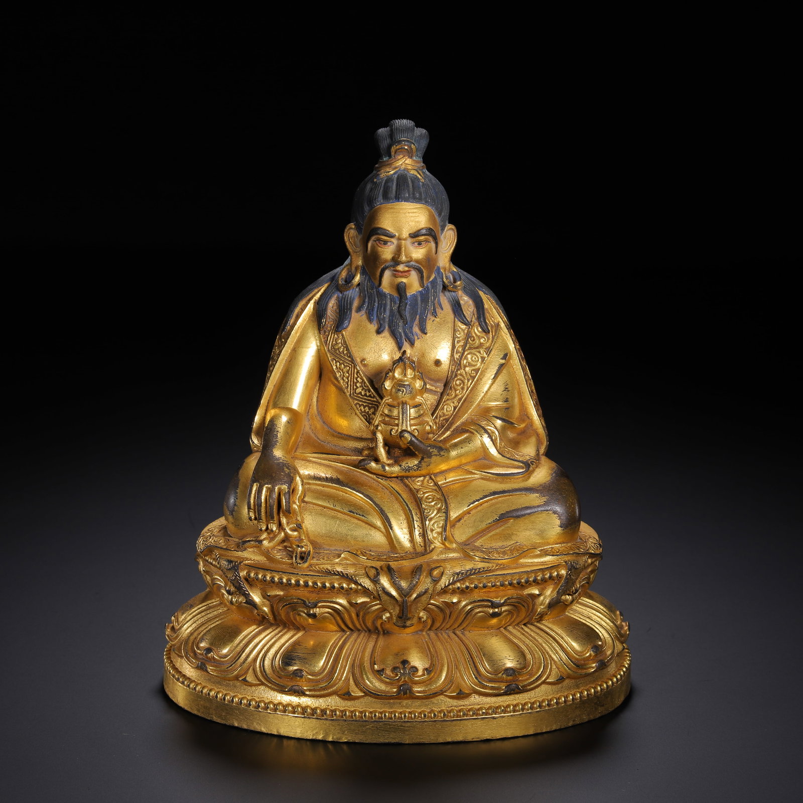 CHINESE GILT-BRONZE LAMA STATUE (1 of 9)