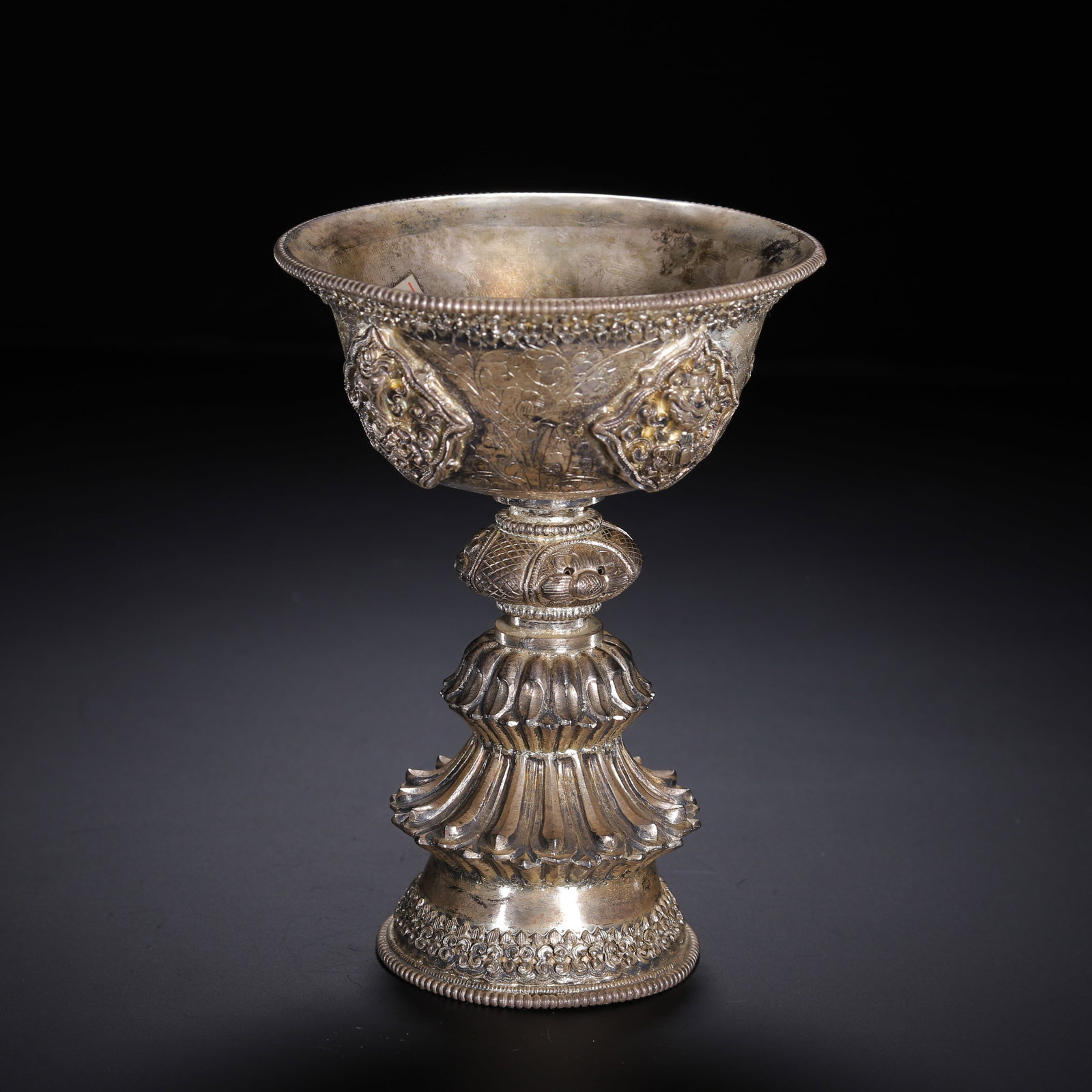 CHINESE TIBETAN SILVER RITUAL CUP (1 of 9)