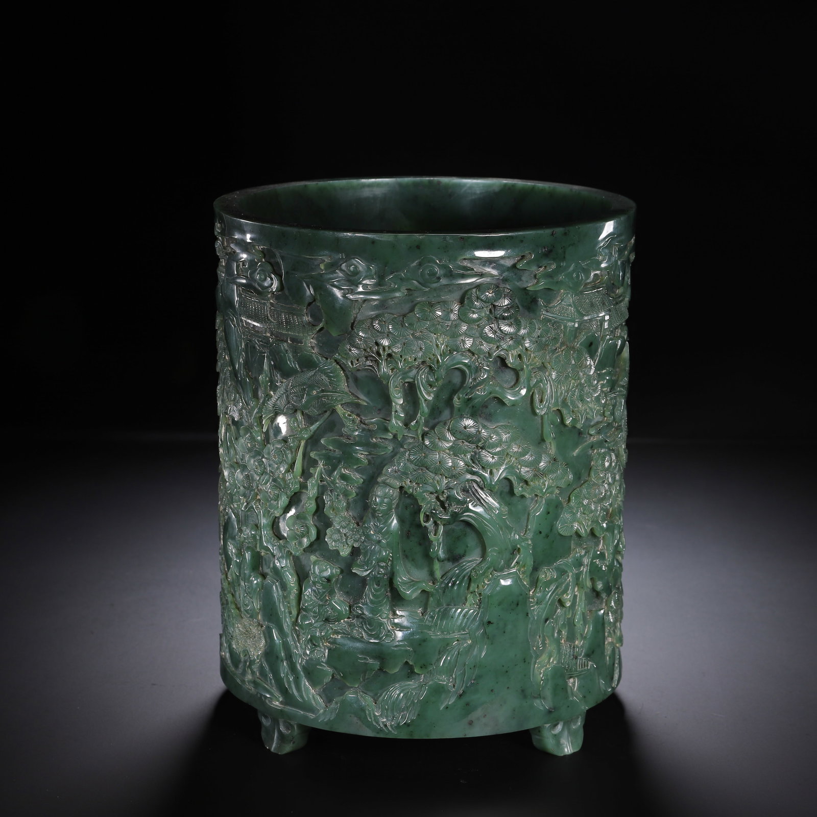 CHINESE SPINACH JADE BRUSH POT (1 of 9)