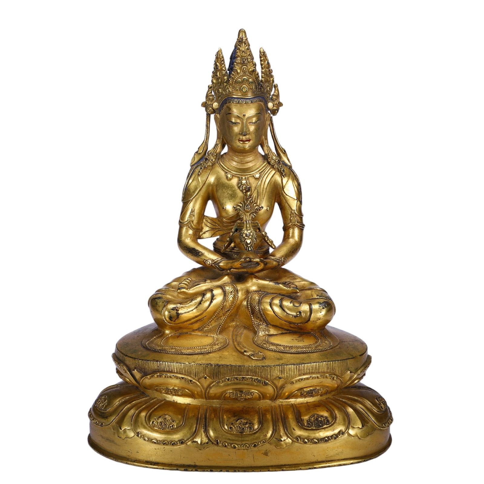 CHINESE GILT-BRONZE AMITAYUS STATUE (1 of 9)