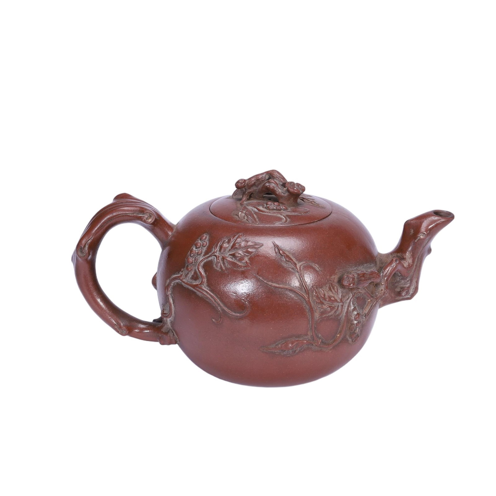 CHINESE YIXING ZISHA GRAPE SQUIRREL TEAPOT (1 of 9)