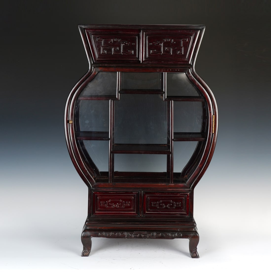 A CHINESE ROSEWOOD DISPLAY CABINET (1 of 11)