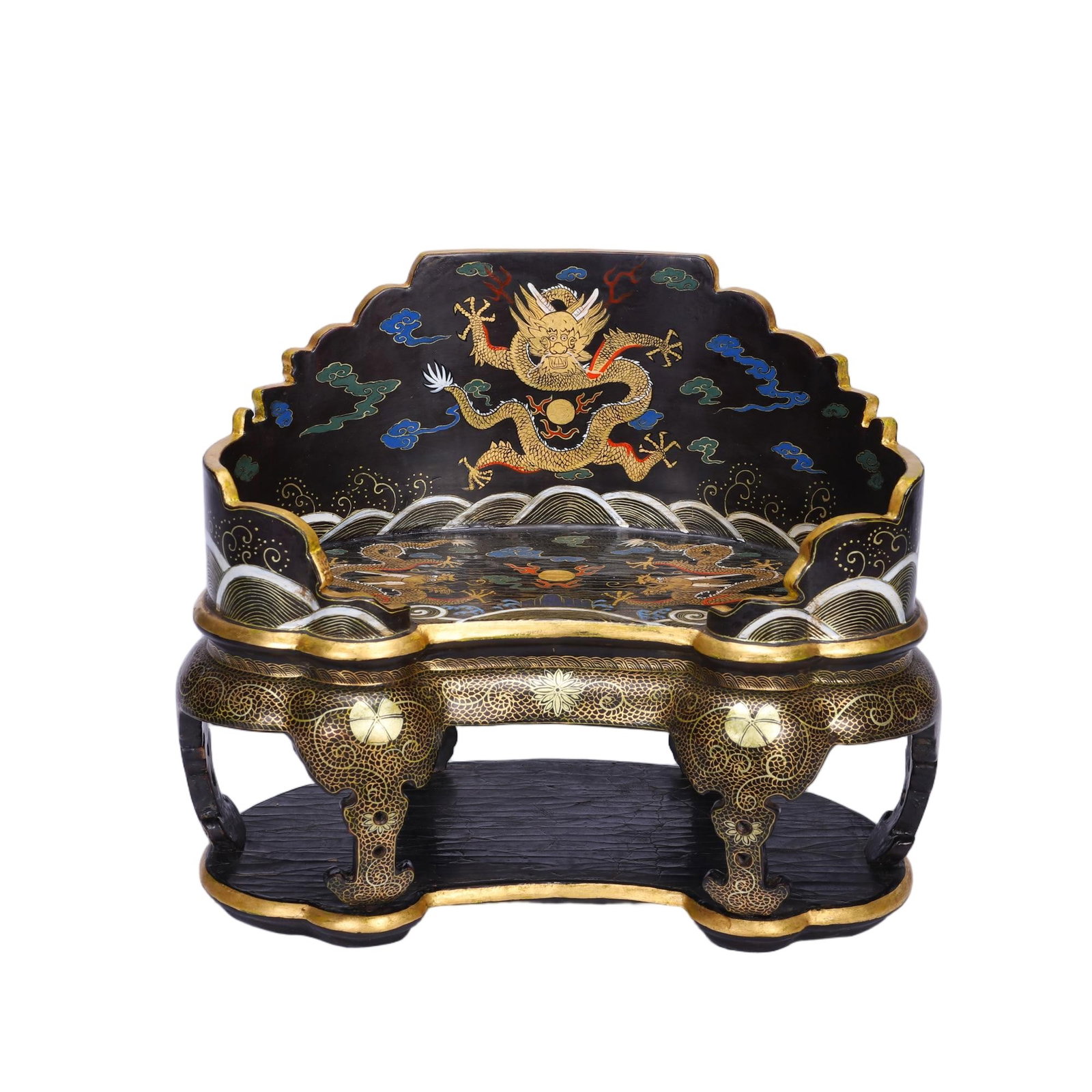 CHINESE LACQUER GILDED DRAGON THRONE ORNAMENT (1 of 9)