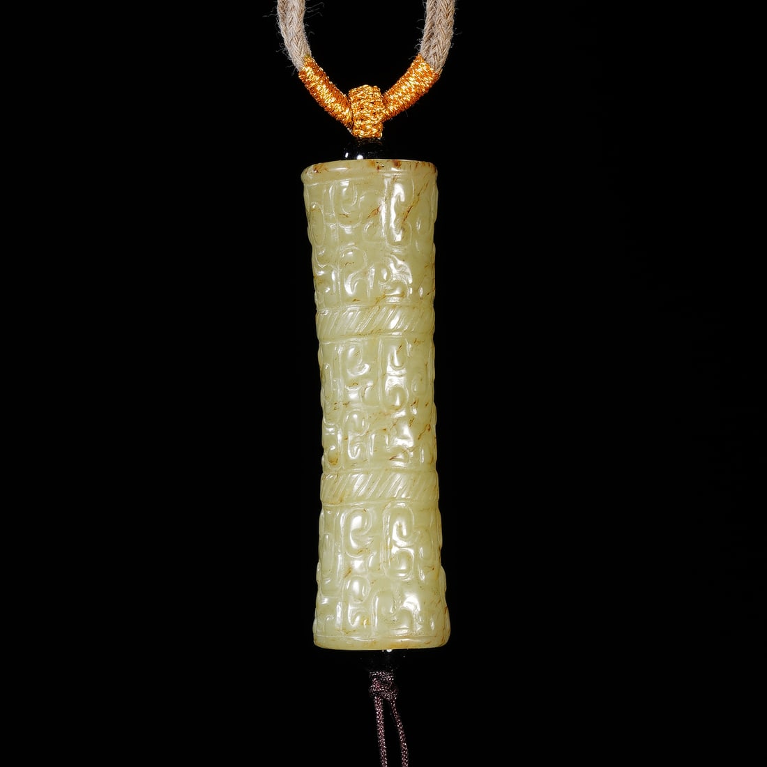 A CHINESE ARCHAIC JADE LEZI BEAD (1 of 6)