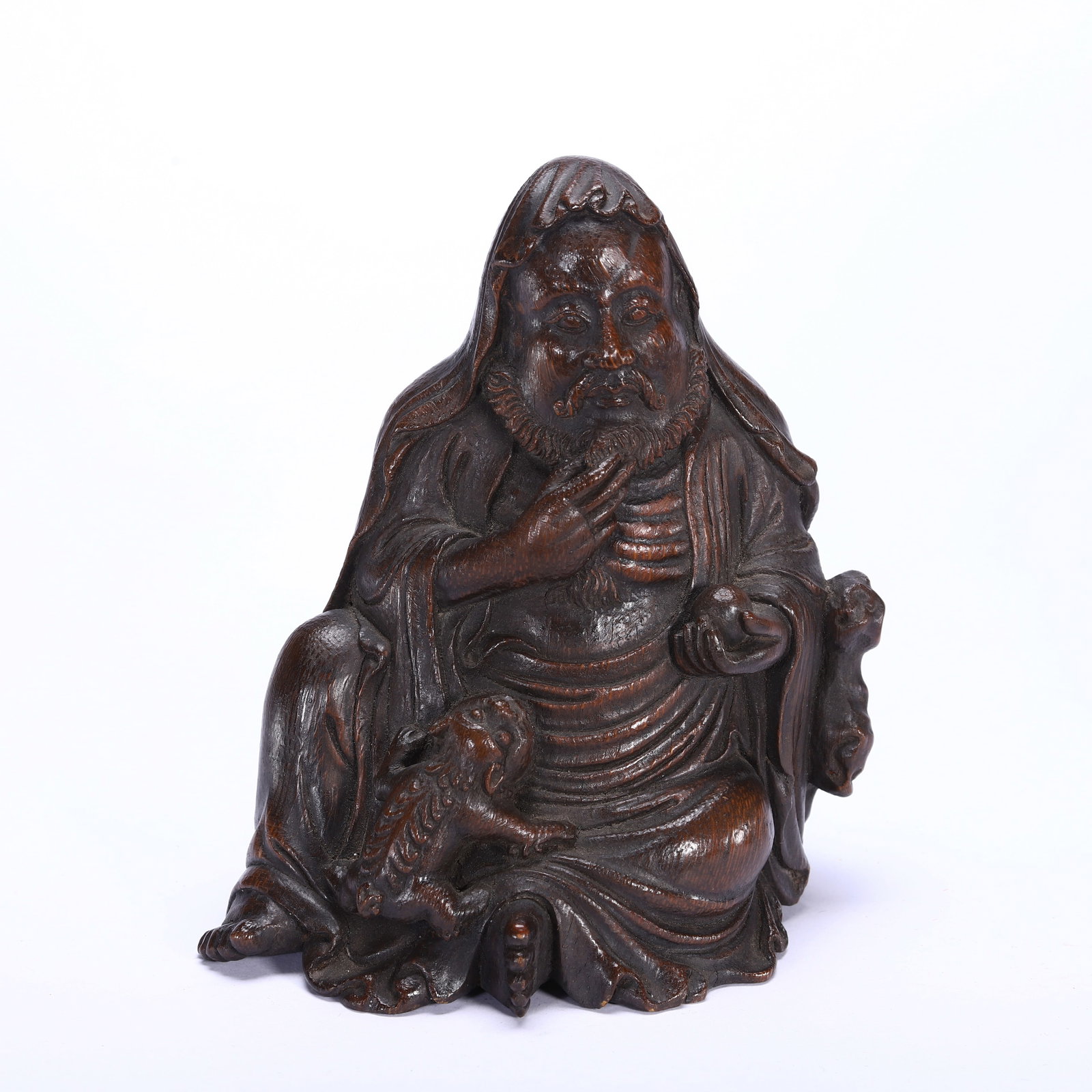 CHINESE BAMBOO CARVED LUOHAN FIGURE (1 of 9)