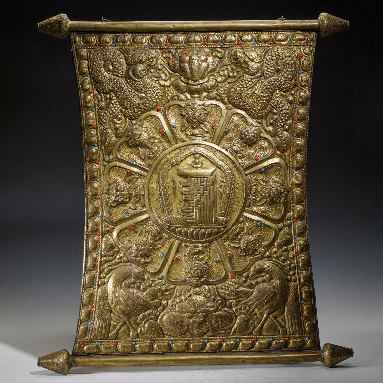 CHINESE GILT-BRONZE BUDDHIST PANEL (1 of 7)