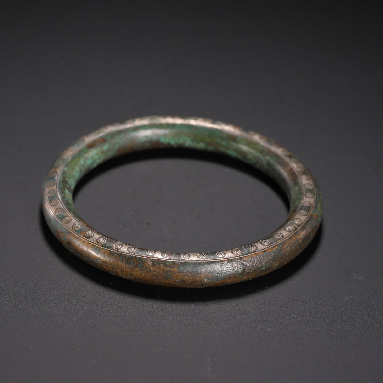 CHINESE SILVER-INLAID BRONZE BANGLE (1 of 9)