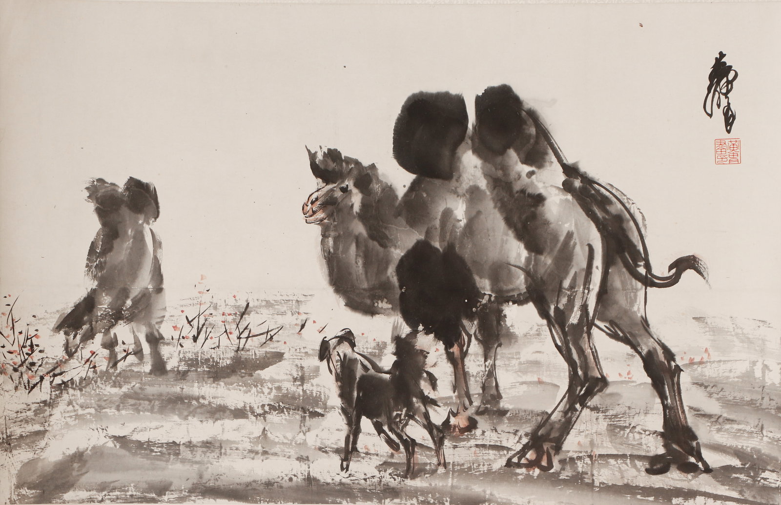 CHINESE INK WASH PAINTING OF CAMELS (1 of 4)