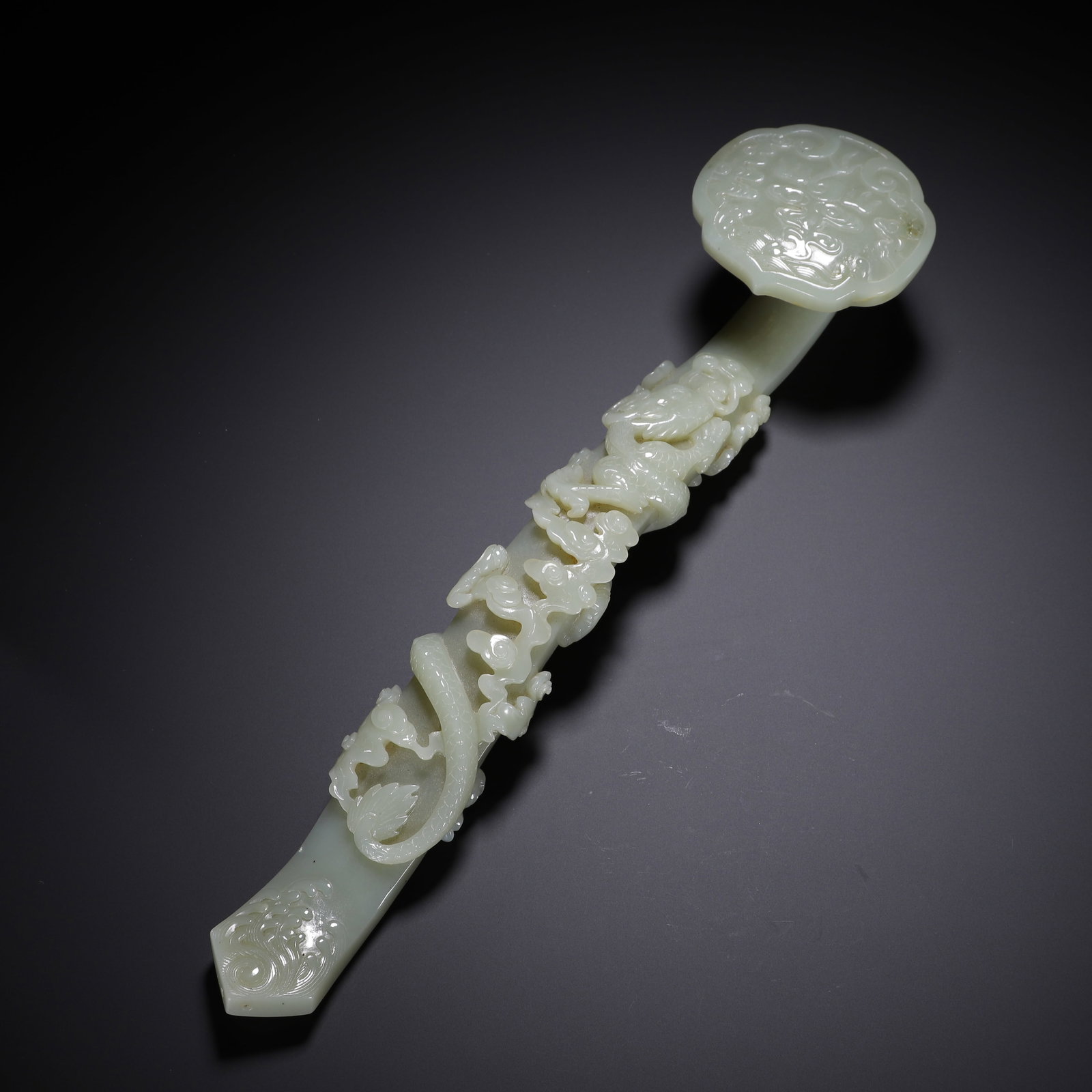 CHINESE HETIAN JADE DRAGON RUYI SCEPTER (1 of 9)