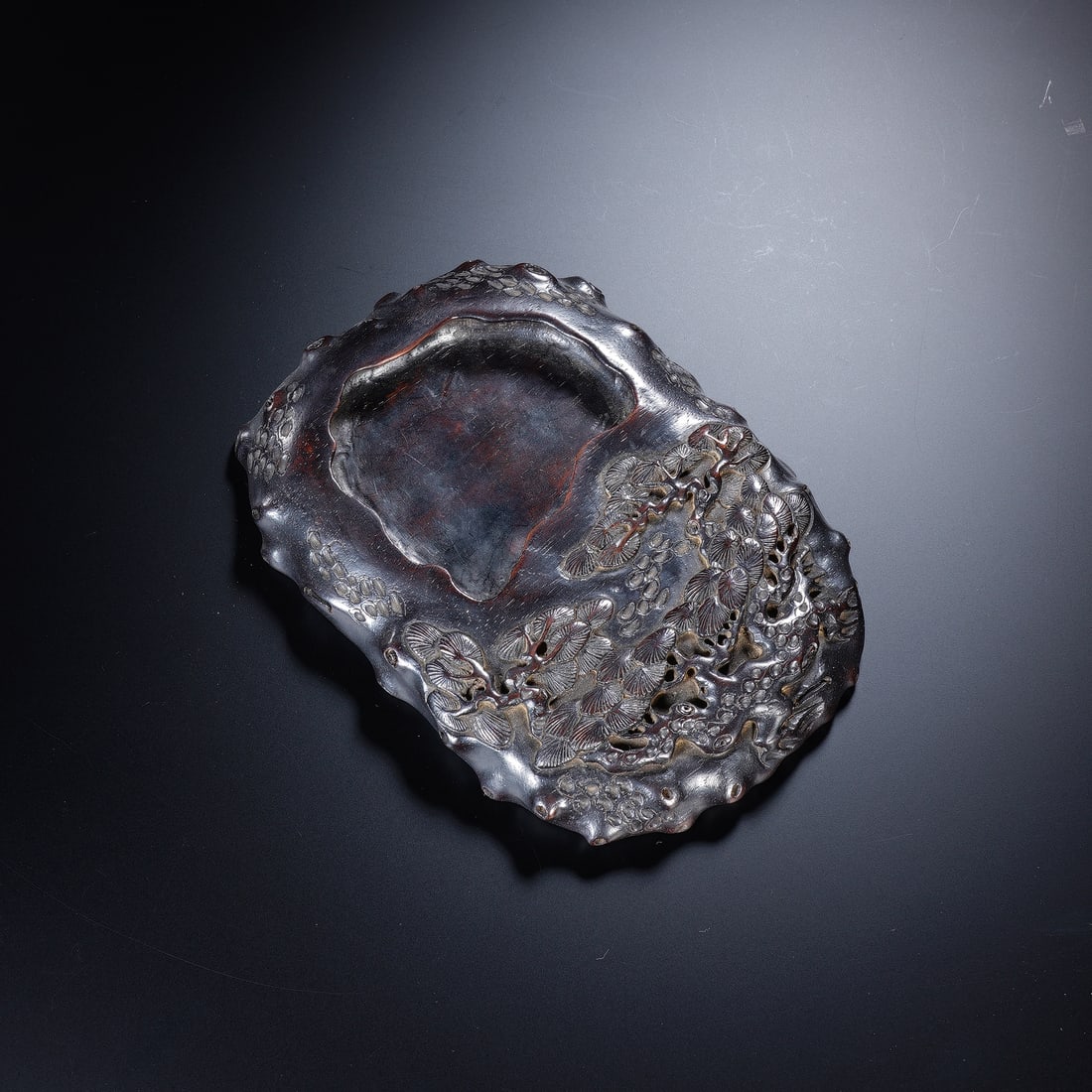 CHINESE ZITAN PINE TREE INKSTONE (1 of 8)