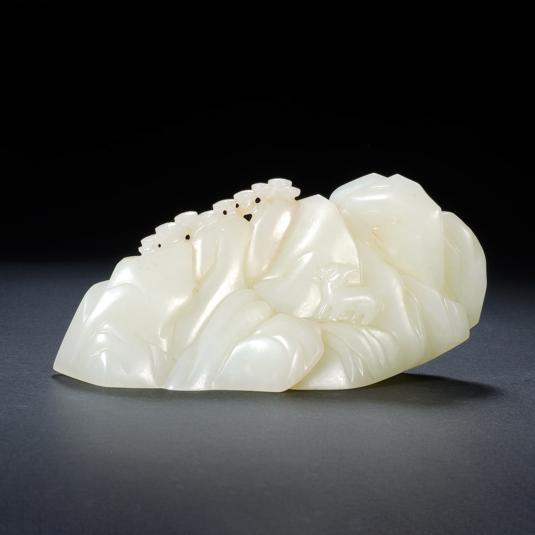 A CHINESE WHITE JADE MOUNTAIN LANDSCAPE CARVING (1 of 8)