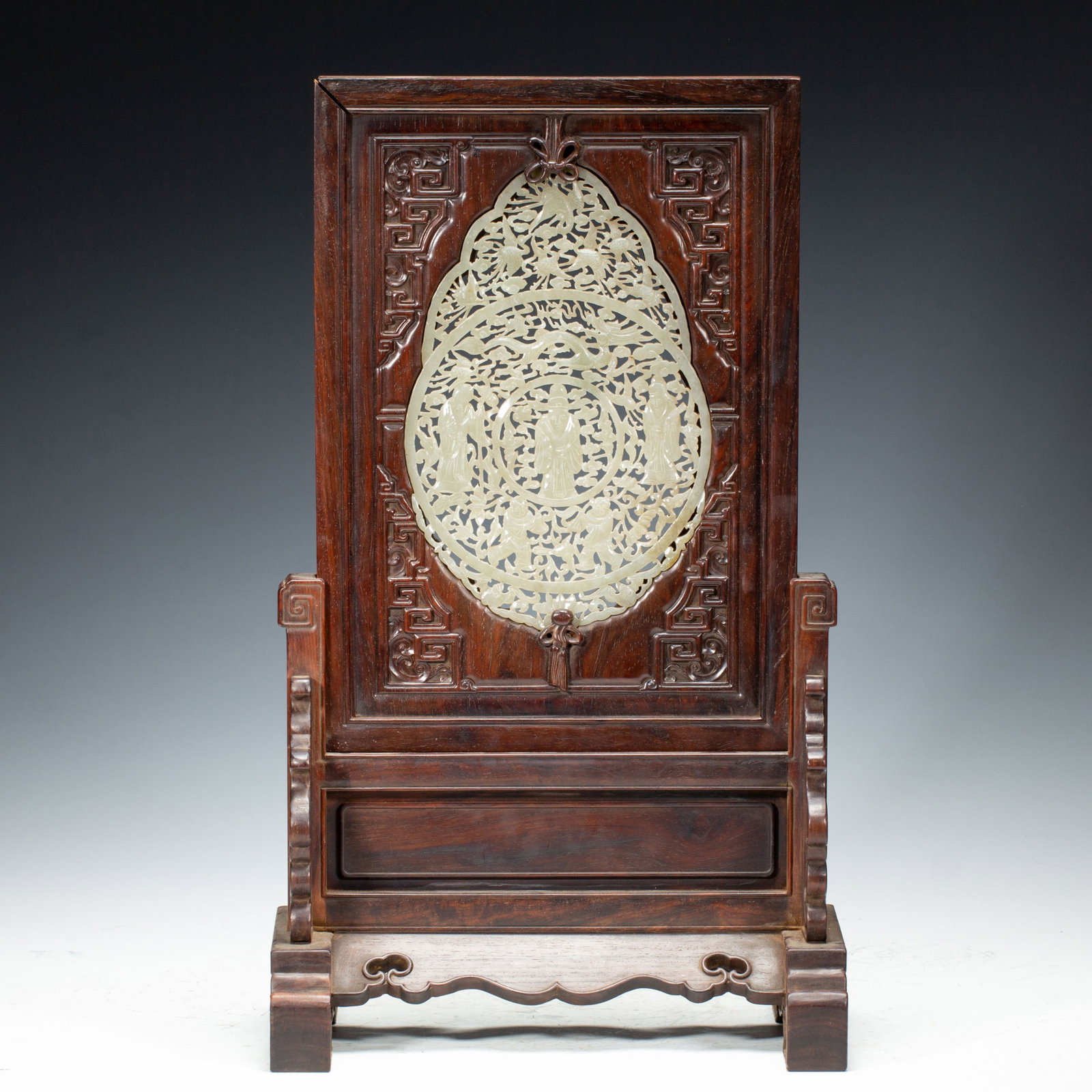 Chinese Huanghuali & Hetian Jade Table Screen (1 of 7)