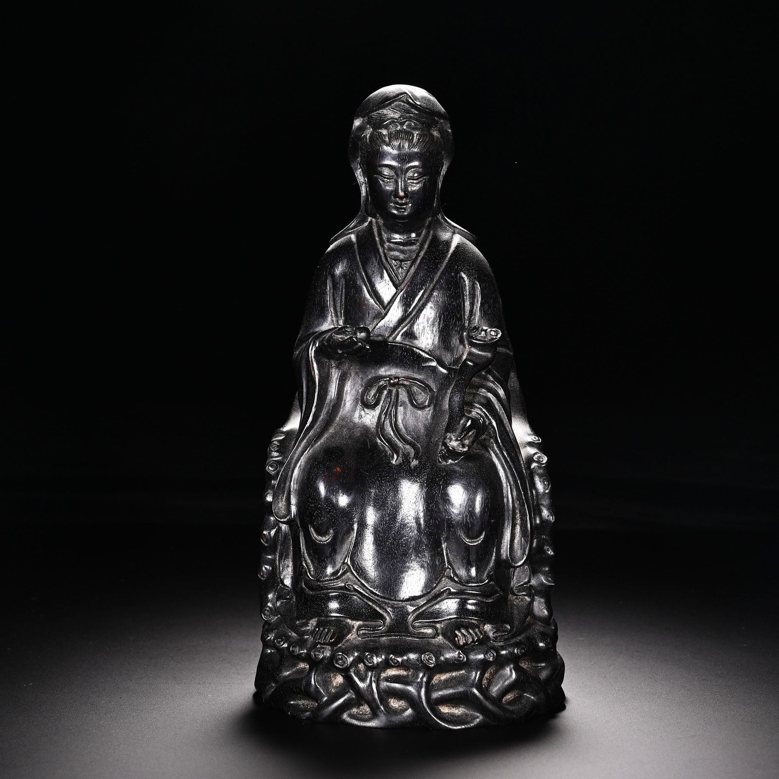Chinese Zitan Wood Carved Guanyin Statue (1 of 8)