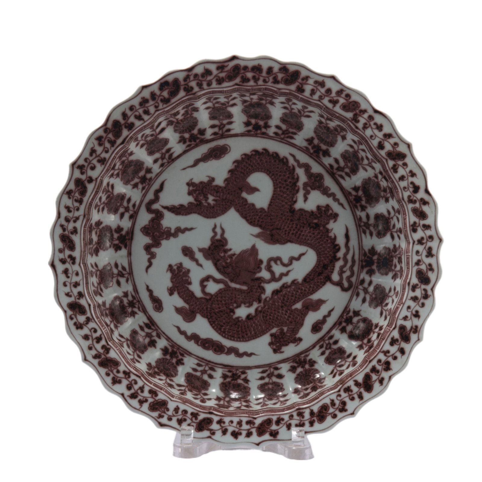 A UNDERGLAZE RED PORCELAIN DISH (1 of 10)