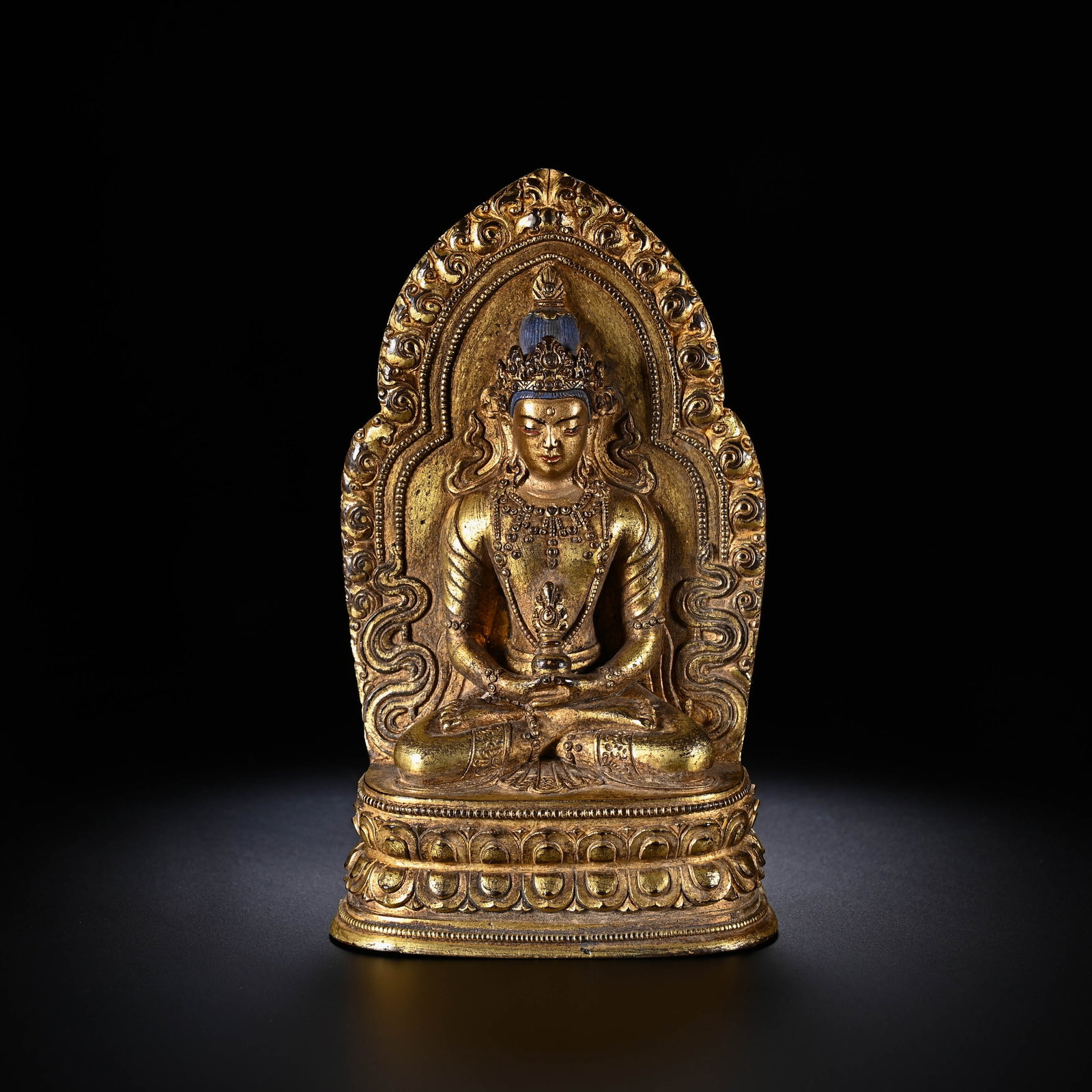 Chinese Gilt Bronze Buddha Statue with Mandorla (1 of 6)