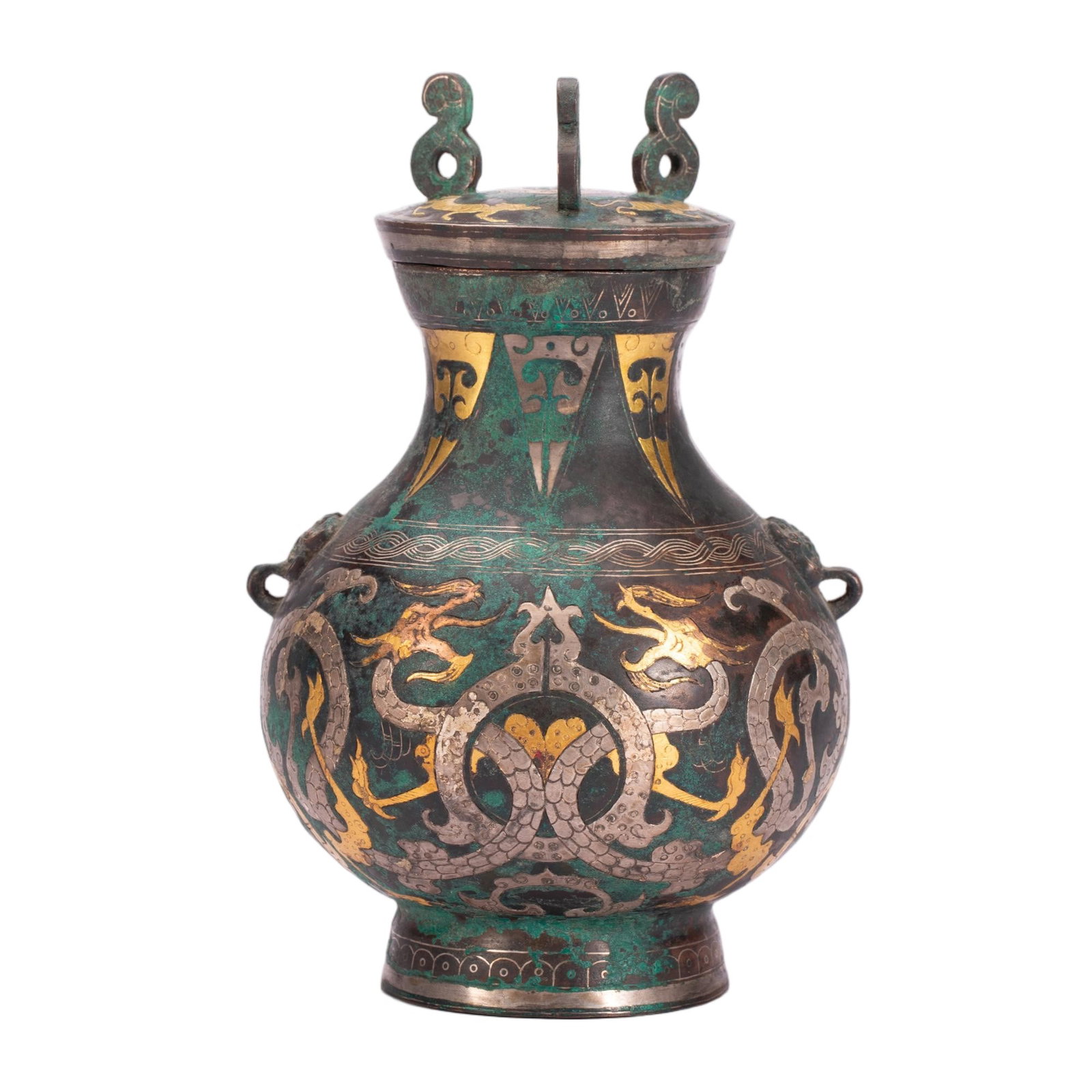 Chinese Archaic Gold and Silver Inlaid Bronze Zun Vessel (1 of 10)