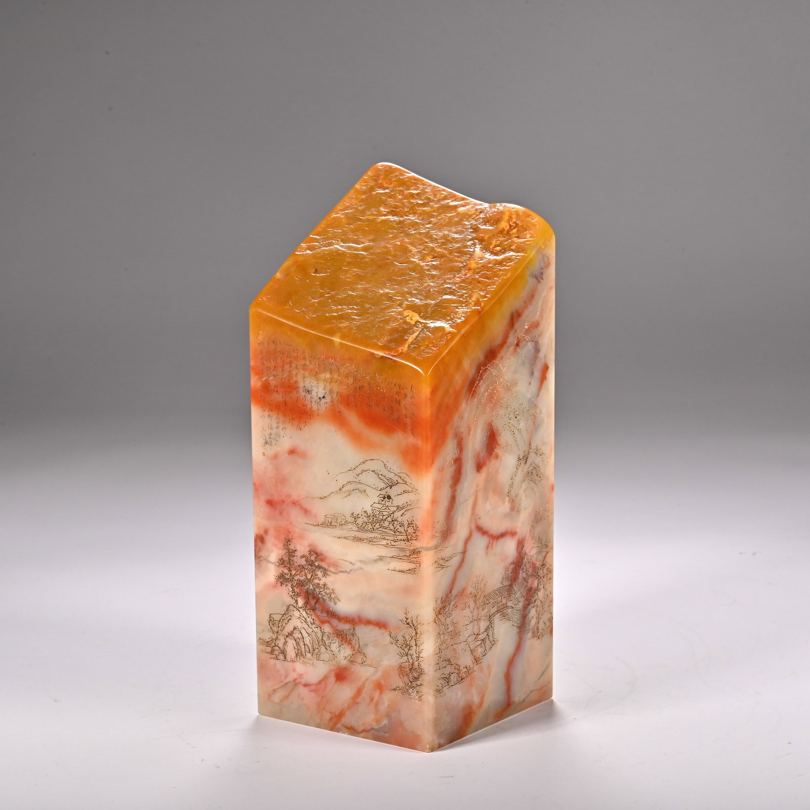 Chinese Shoushan Stone Square Seal with Micro-Carved Landscapes (1 of 9)