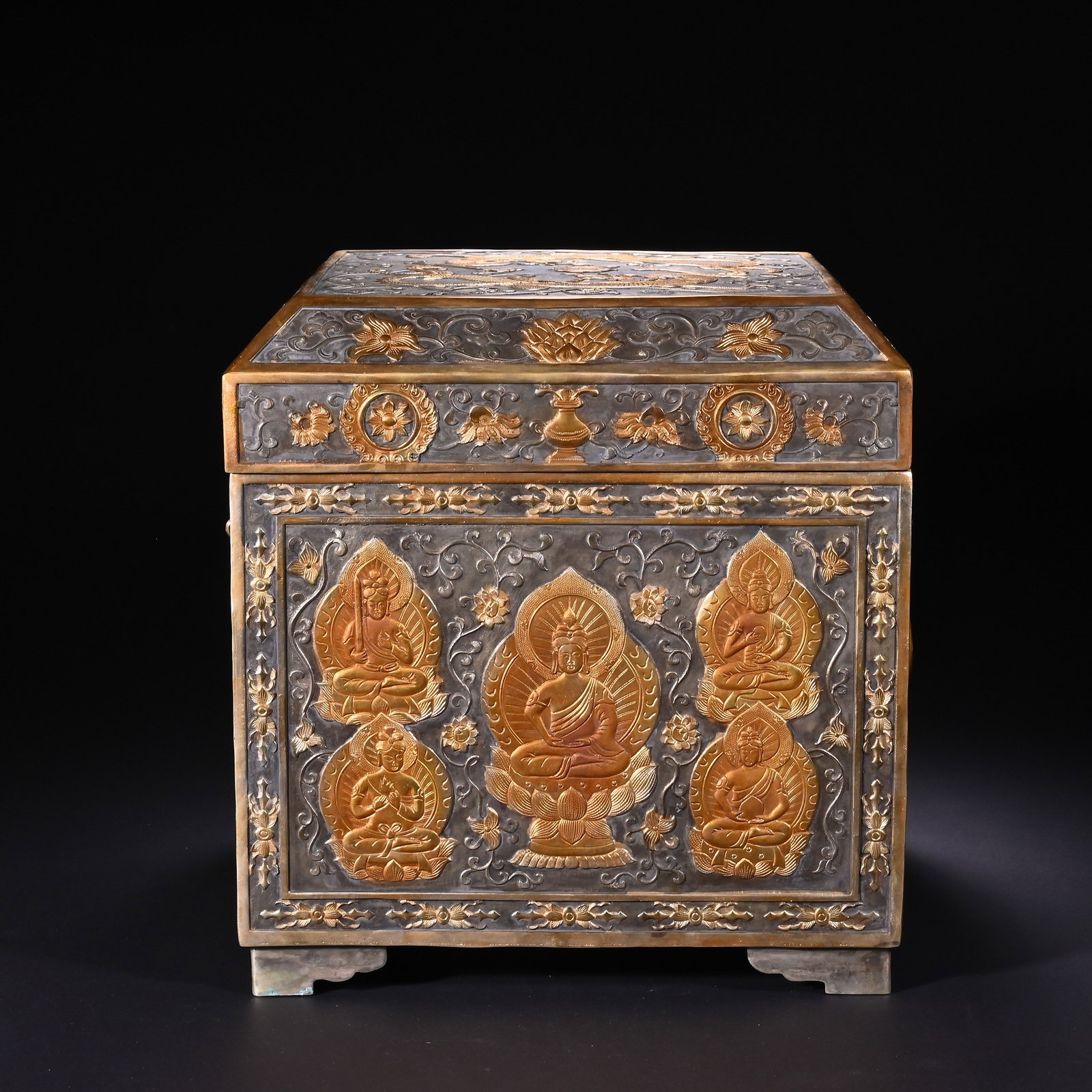 Chinese Gilt and Silvered Copper Buddhist Sutra Box (1 of 11)