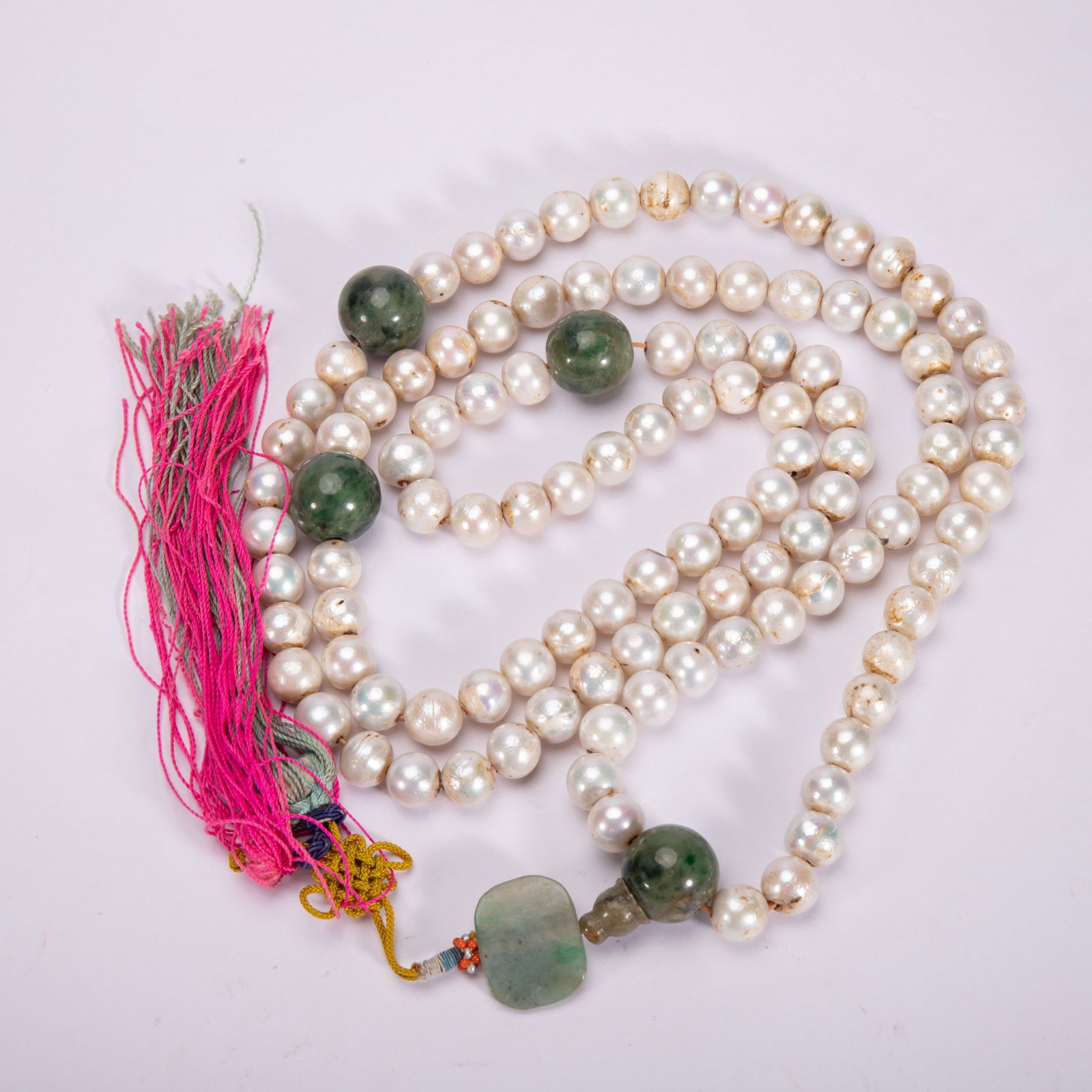 Chinese Pearl Prayer Beads with Jade Accents (1 of 11)