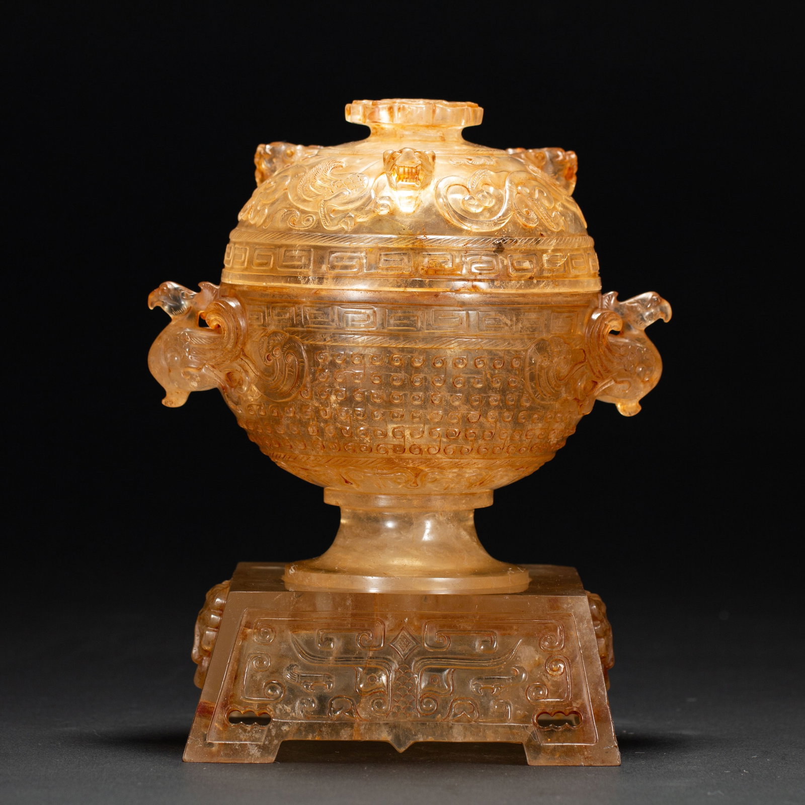 Chinese Carved Rock Crystal Censer on Stand (1 of 9)