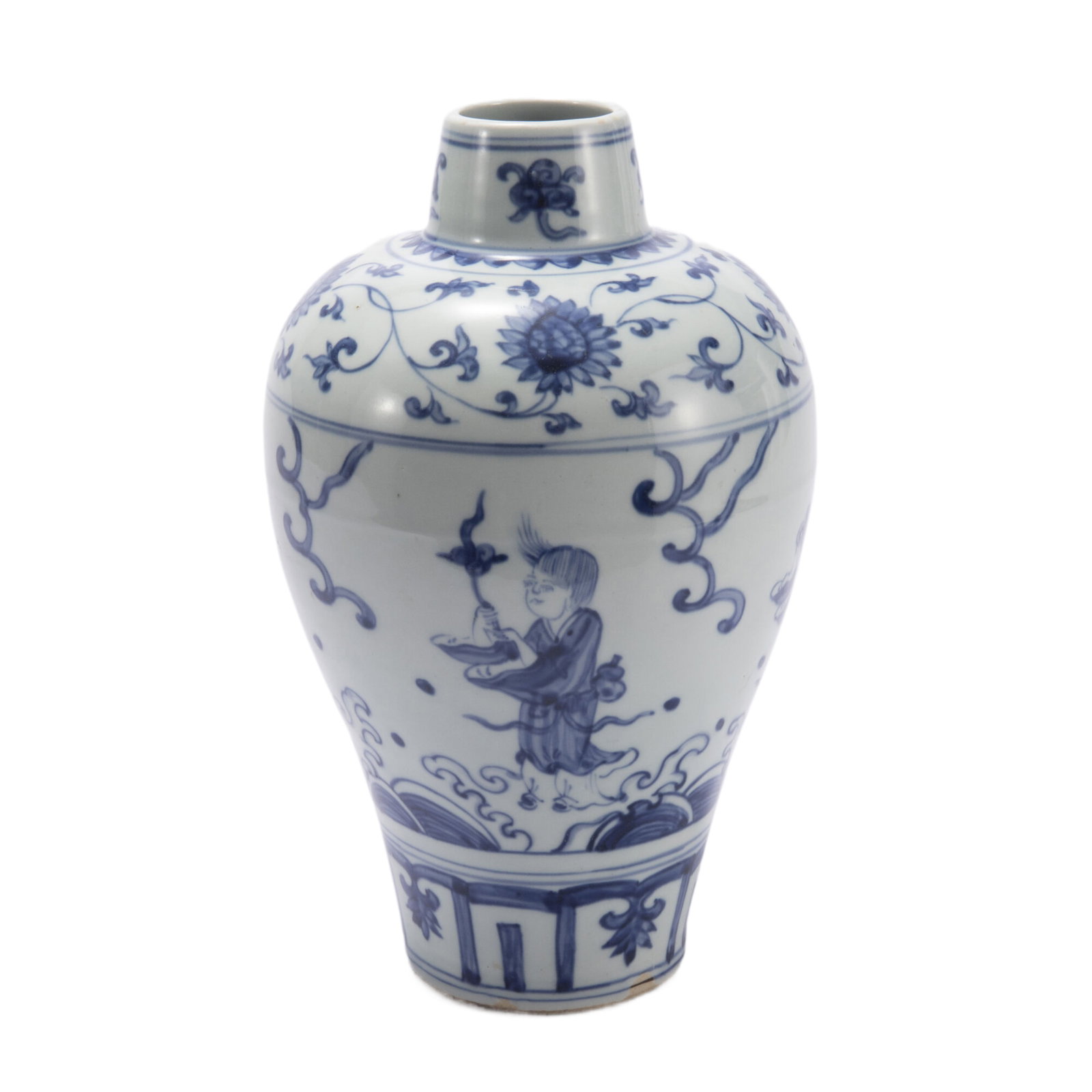 A CHINESE BLUE AND WHITE PORCELAIN VASE MEIPING (1 of 9)