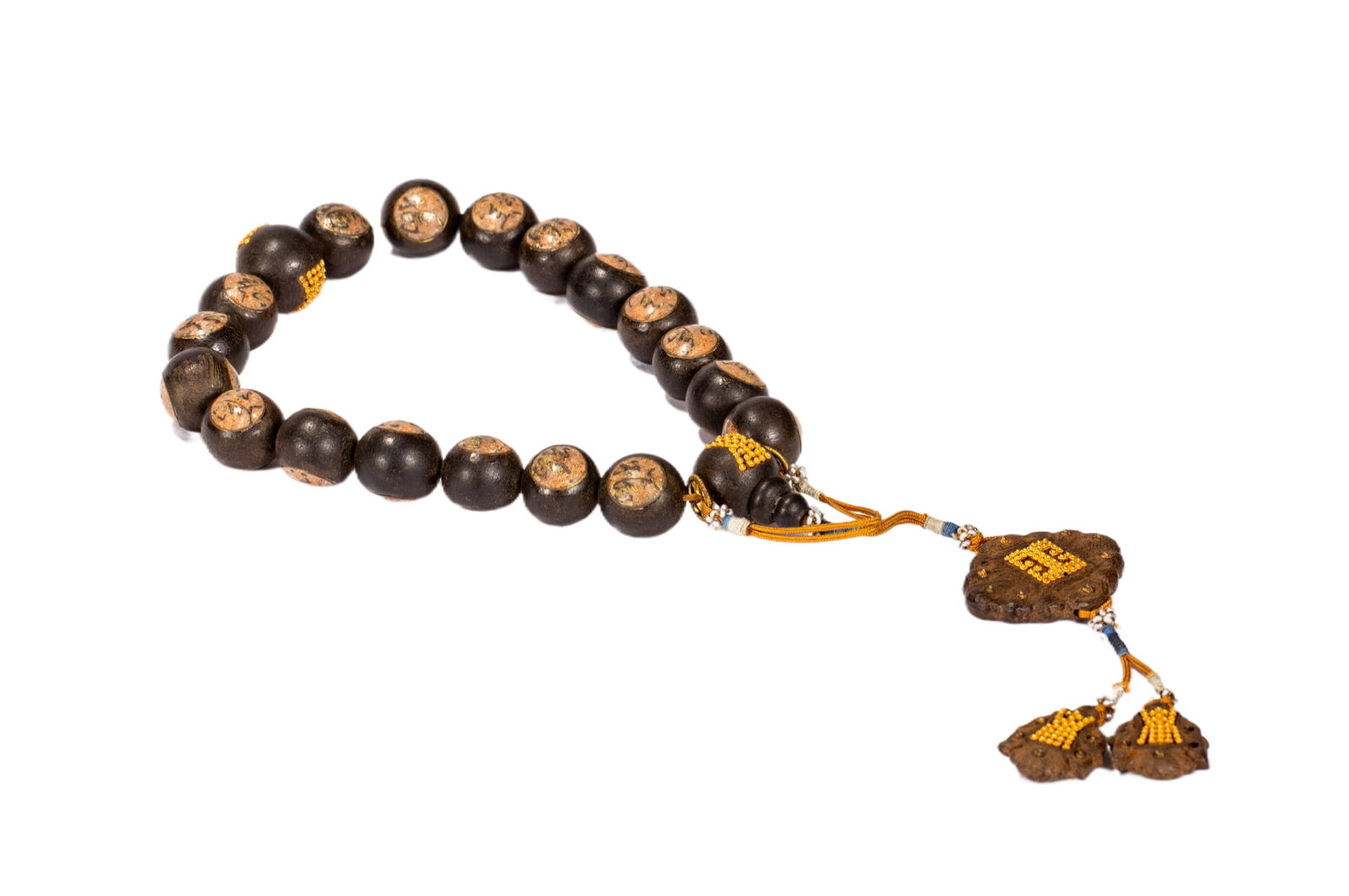 Chinese Agarwood Prayer Beads with Gold Inlay (1 of 9)