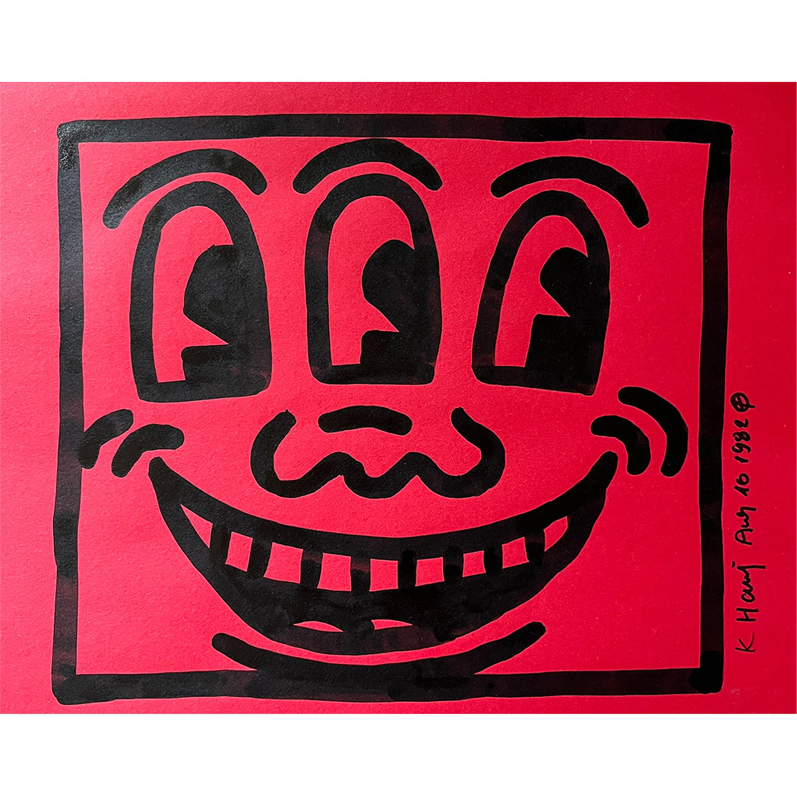 UNTITLED SIGNED KEITH HARING: UNTITLED SIGNED KEITH HARING Ink on paper, signed and dated 'K. Haring Aug. 16 1982'. Dimension: Image only: 29.5?21.8 cm