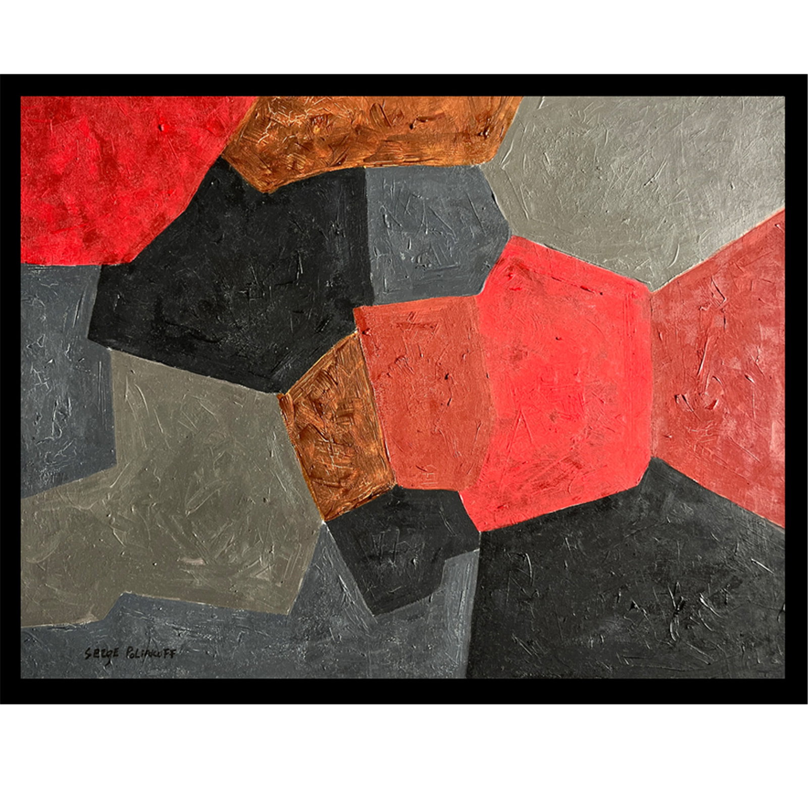 COMPOSITION ABSTRAITE SIGNED SERGE POLIAKOFF: COMPOSITION ABSTRAITE SIGNED SERGE POLIAKOFF Signed 'SERGE POLIAKOFF' (lower left)oil on panel. "Many say that there is nothing in abstract painting, but I know that if my life were three times longer