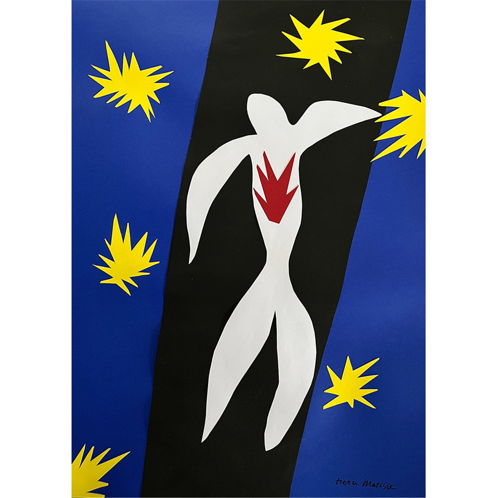 LA CHUTE D'LCARE SIGNED HENRI MATISSE: LA CHUTE D'LCARE SIGNED HENRI MATISSE Paper. The paper cut-outs Matisse executed in the last decade of his life are among the most significant and revolutionary gifts to 20th century art, fusing the