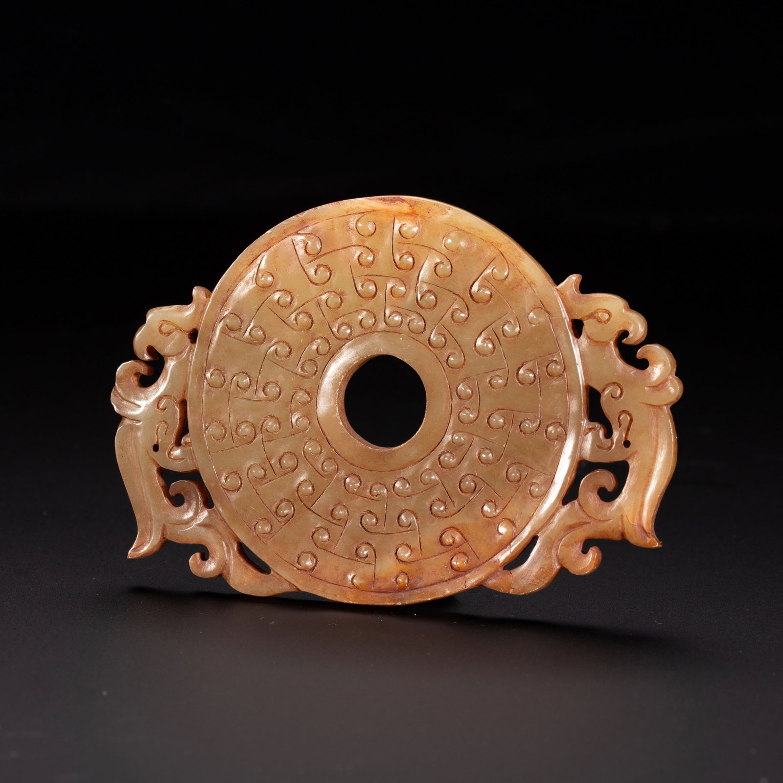 Chinese Hetian Jade Bi Disc with Twin Phoenix Flanges (1 of 9)