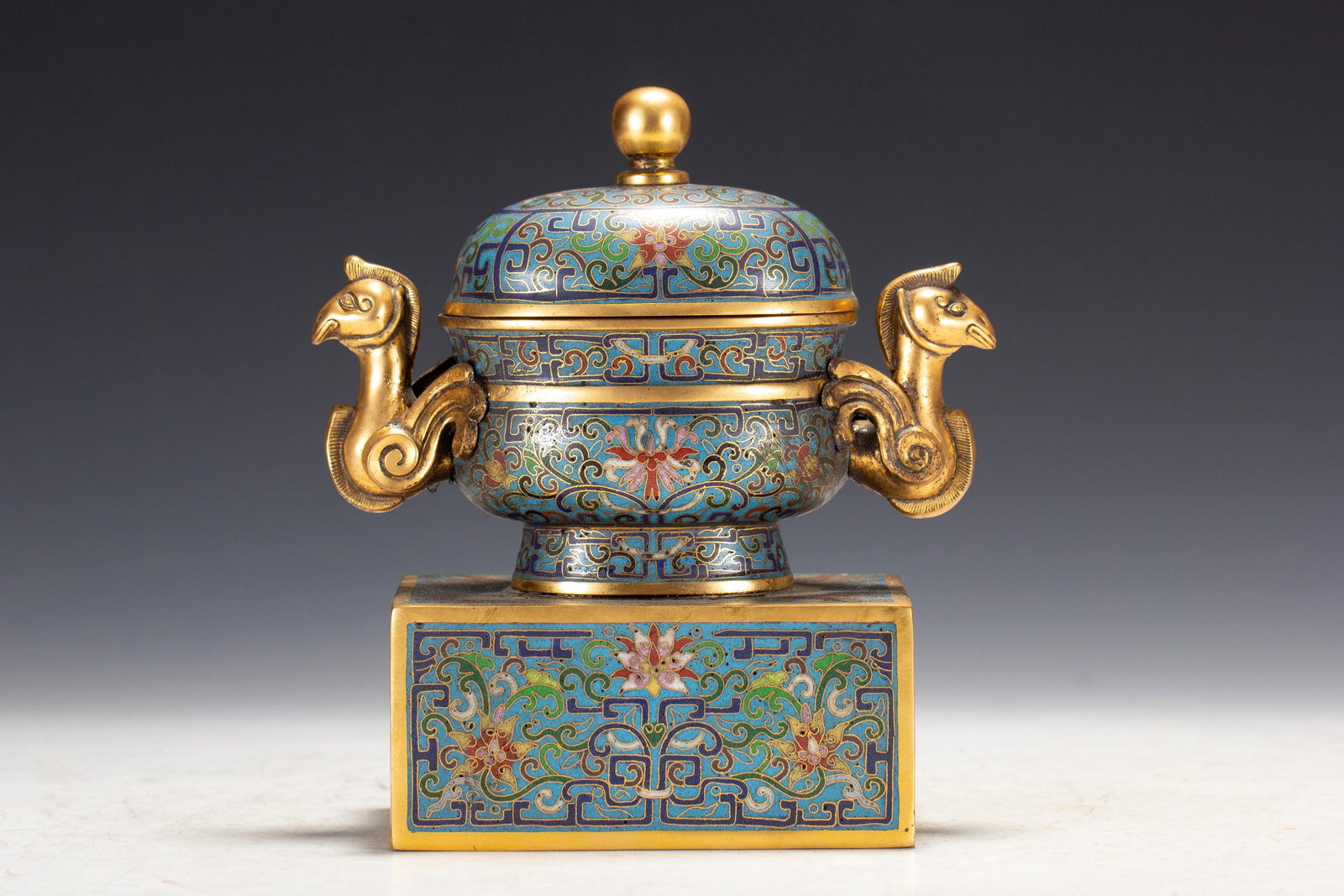 Chinese Cloisonne Enamel Censer with Phoenix Handles (1 of 9)