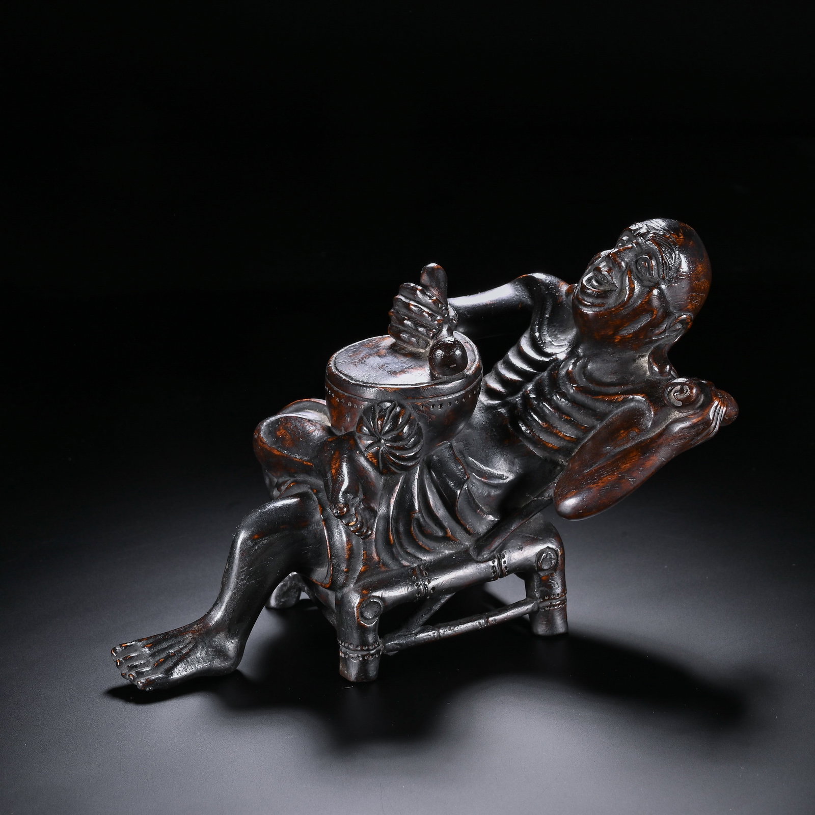Chinese Agarwood Drummer Figure Ornament (1 of 9)