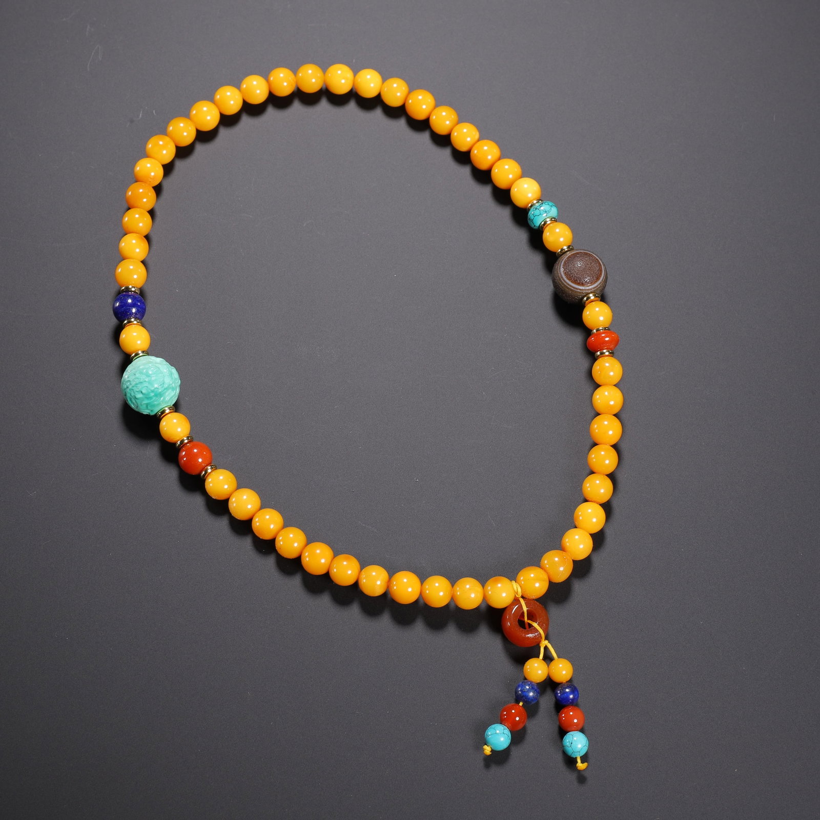 Chinese Amber Prayer Beads with Multi-Gemstones (1 of 9)