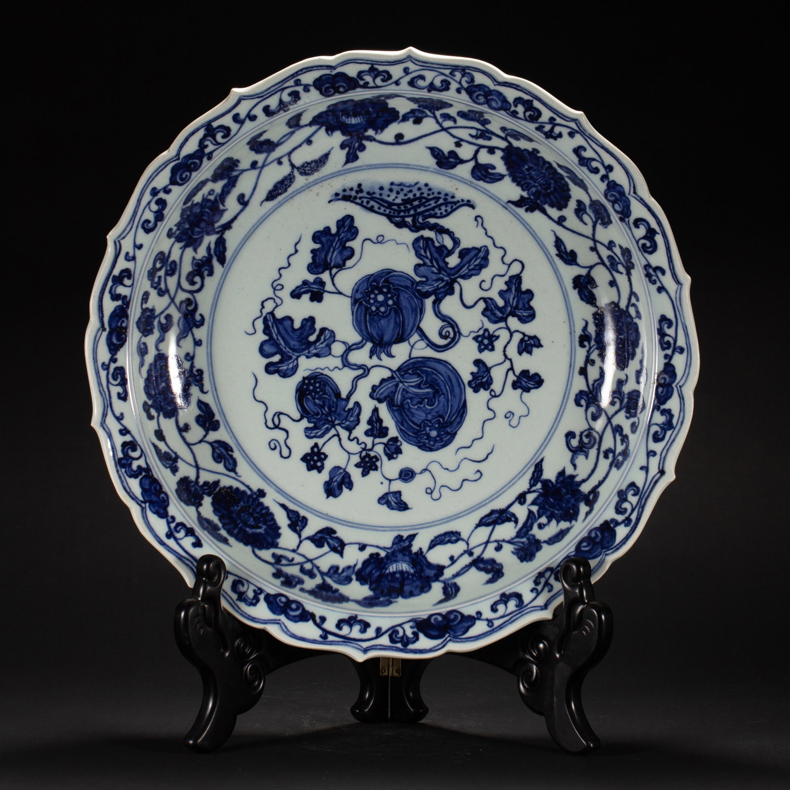 Chinese Blue and White Floral Charger (1 of 7)