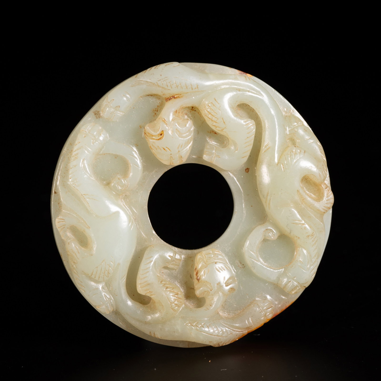 Chinese Hetian Jade Bi Disc with High-Relief Chilong Dragons (1 of 7)