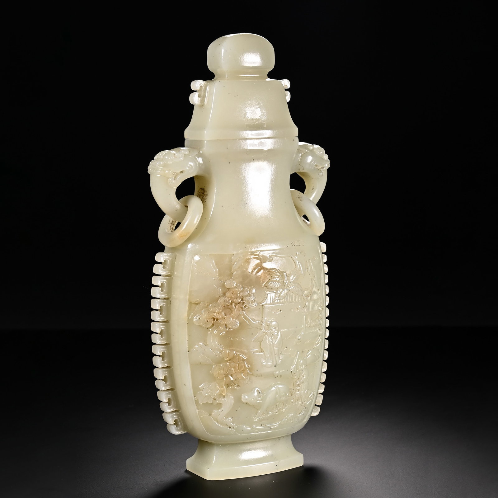 Chinese Hetian Jade Covered Vase with Handles (1 of 8)