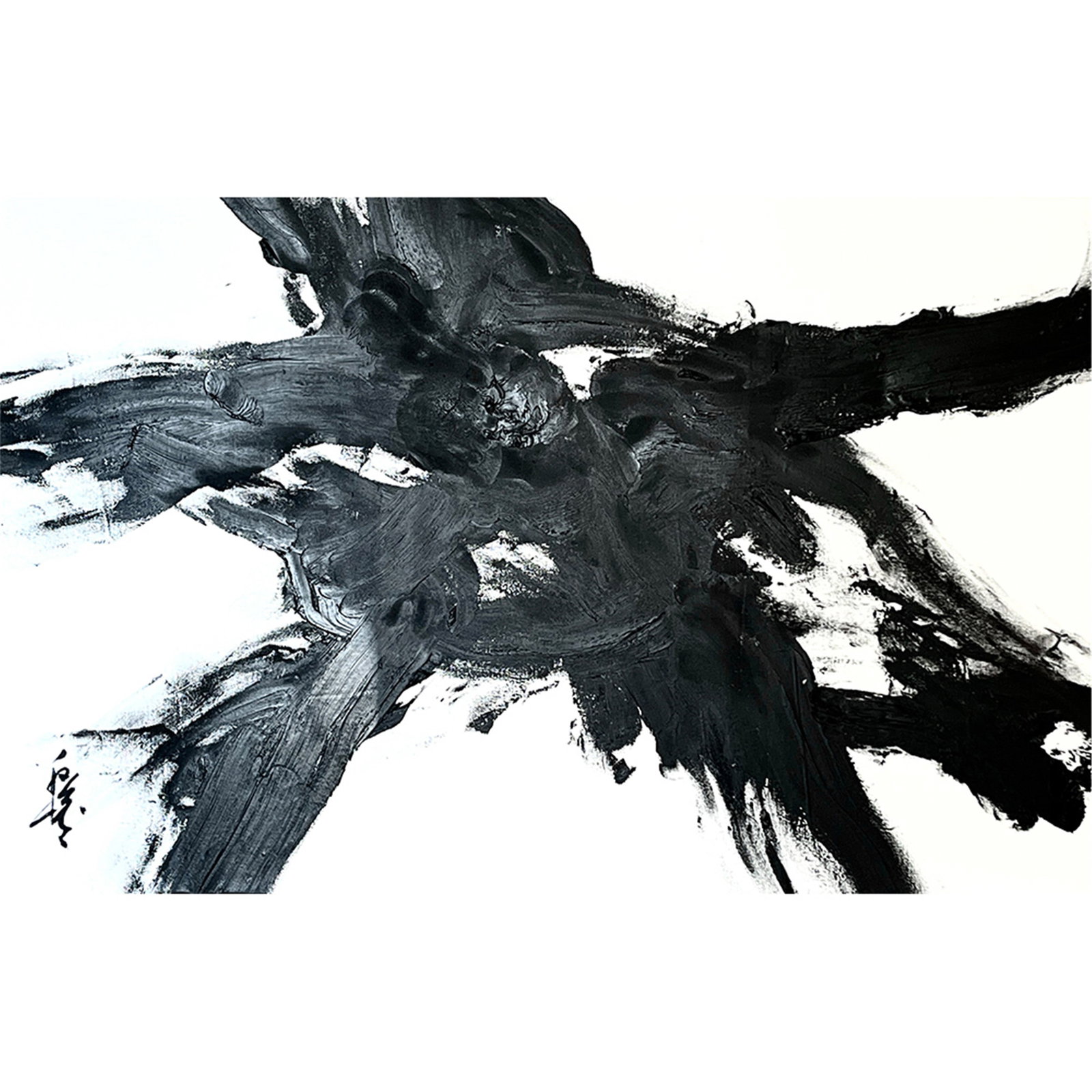 UNTITLED SIGNED KAZUO SHIRAGA: UNTITLED SIGNED KAZUO SHIRAGA Acrylic on canvas.Shiraga studied and accepted traditions from both Japan and the West, and then went on to either overthrow or to transcend them in certain ways as he