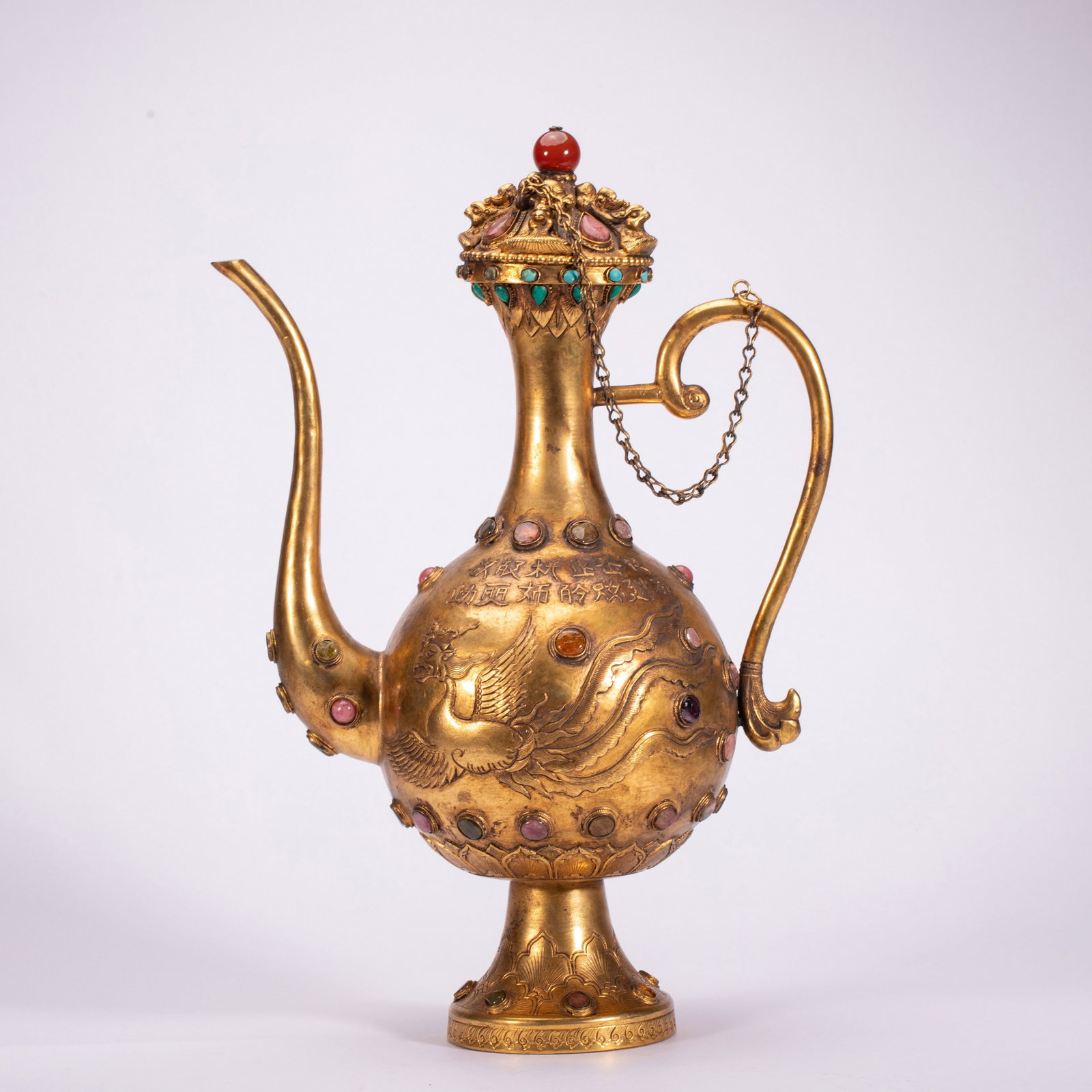 Chinese Gilt Bronze Gem-Inset Phoenix Ewer (1 of 11)