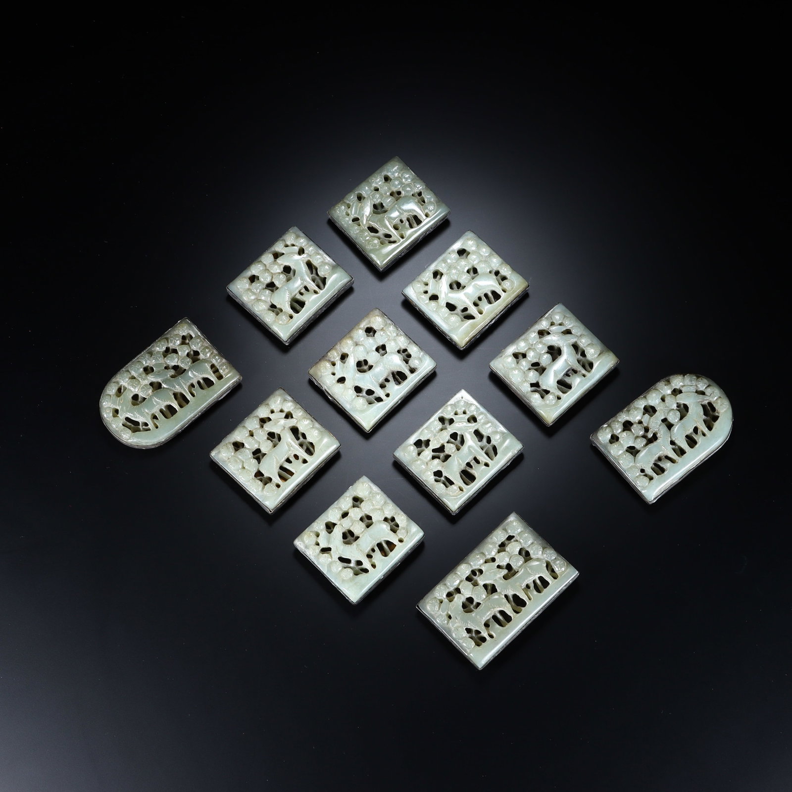 Set of Chinese Reticulated Jade Belt Plaques (1 of 8)