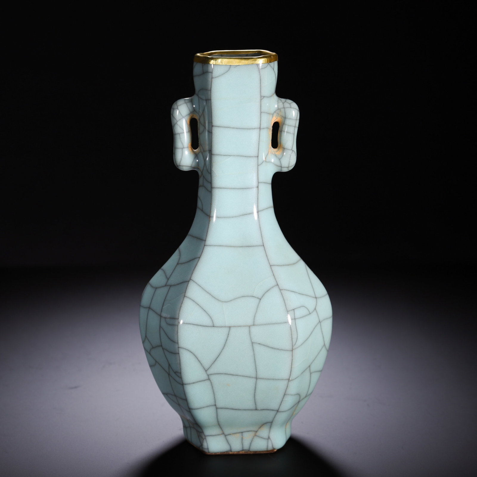 Chinese Ru-ware Style Celadon Vase with Gold Rim (1 of 9)