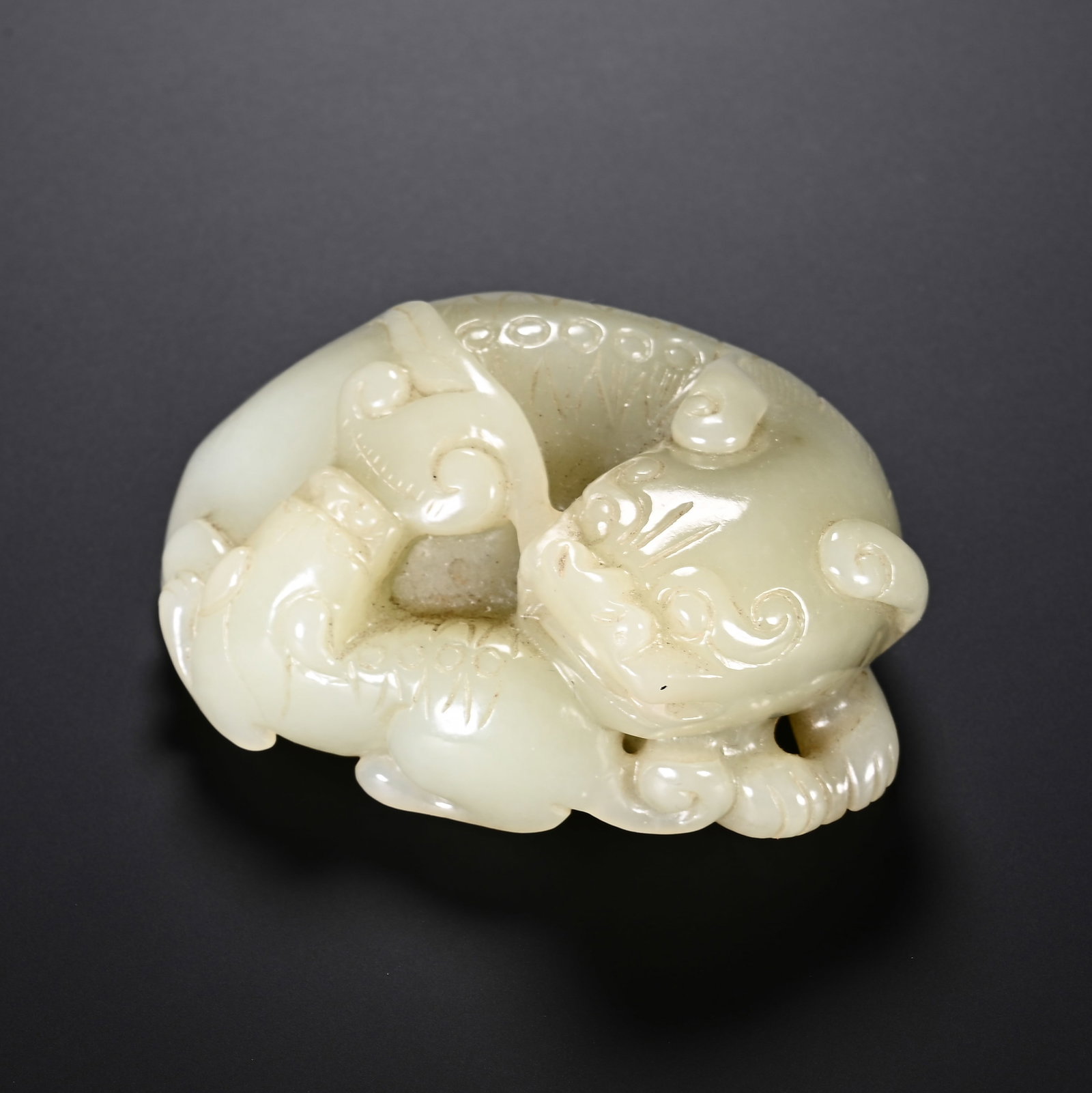 A Chinese Hetian Jade Mother and Child Beast (1 of 6)