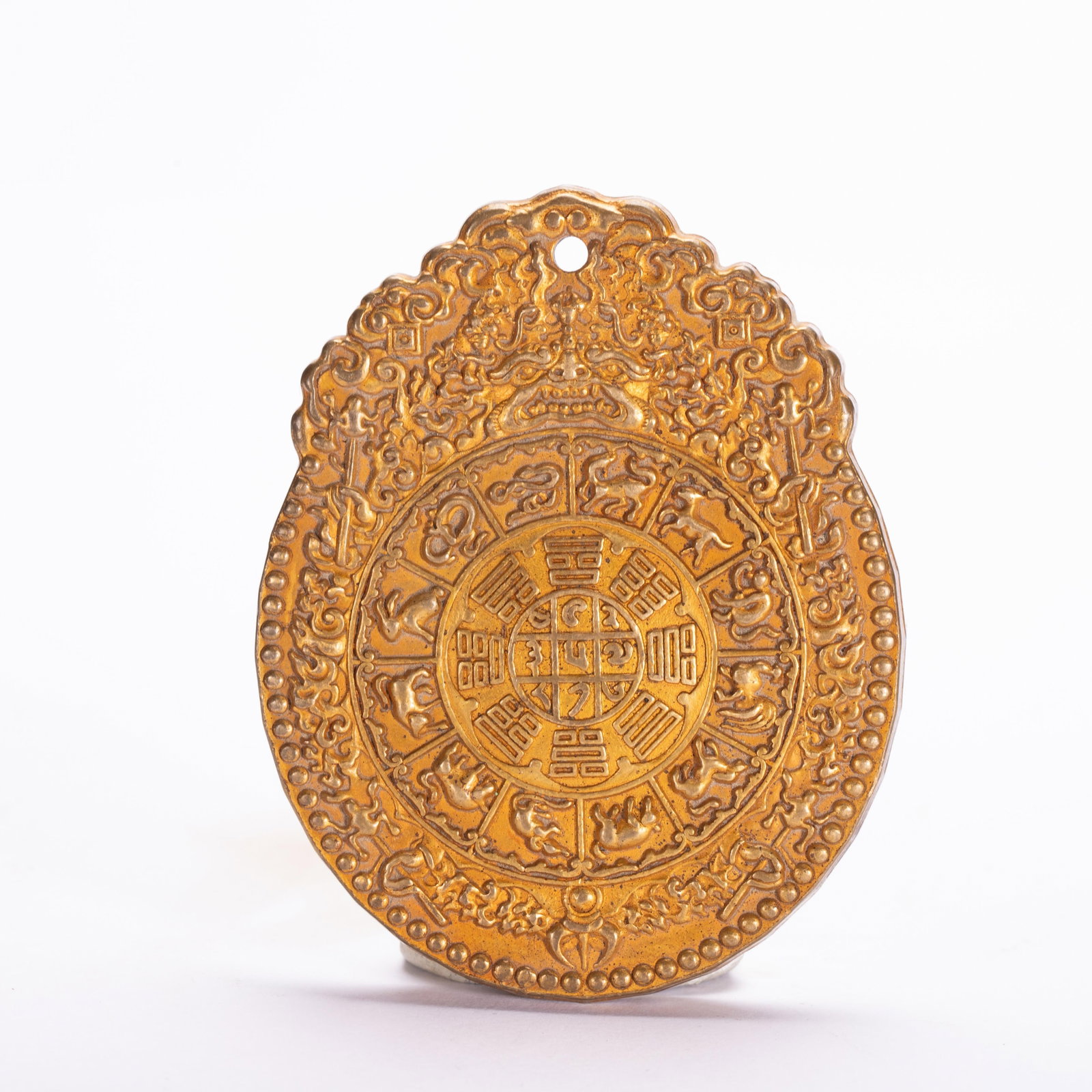 Chinese Gilt Bronze Tibetan Astrological Protective Talisman Plaque (1 of 7)