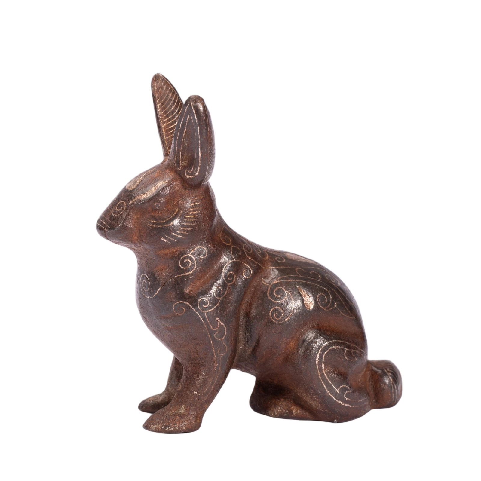 Chinese Silver-Inlaid Iron Rabbit Figure (1 of 9)