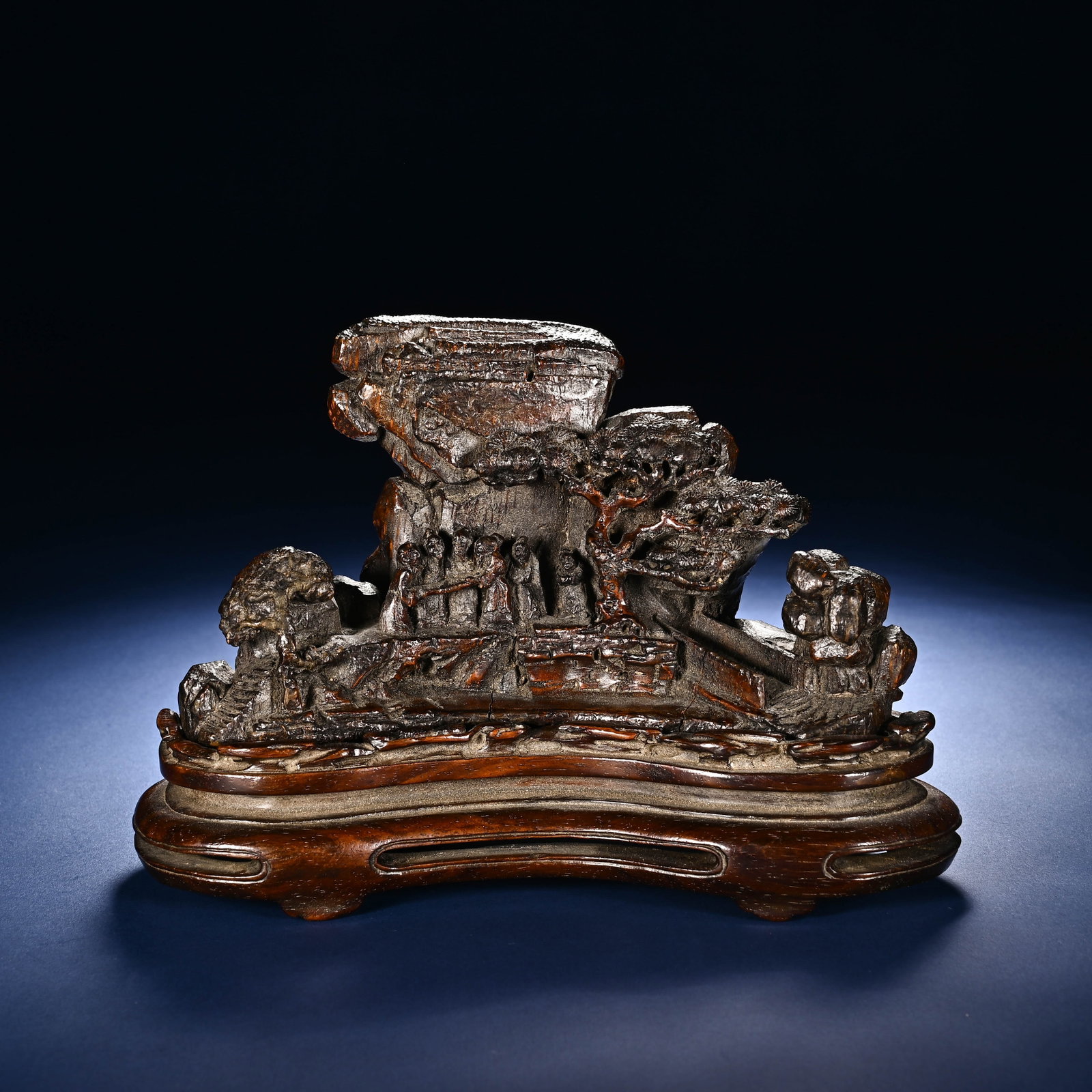 Chinese Carved Bamboo 'Figural Landscape' Mountain Ornament (1 of 11)