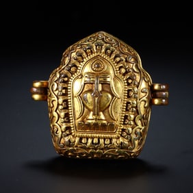 Chinese Gilt Copper Ghau Amulet Box