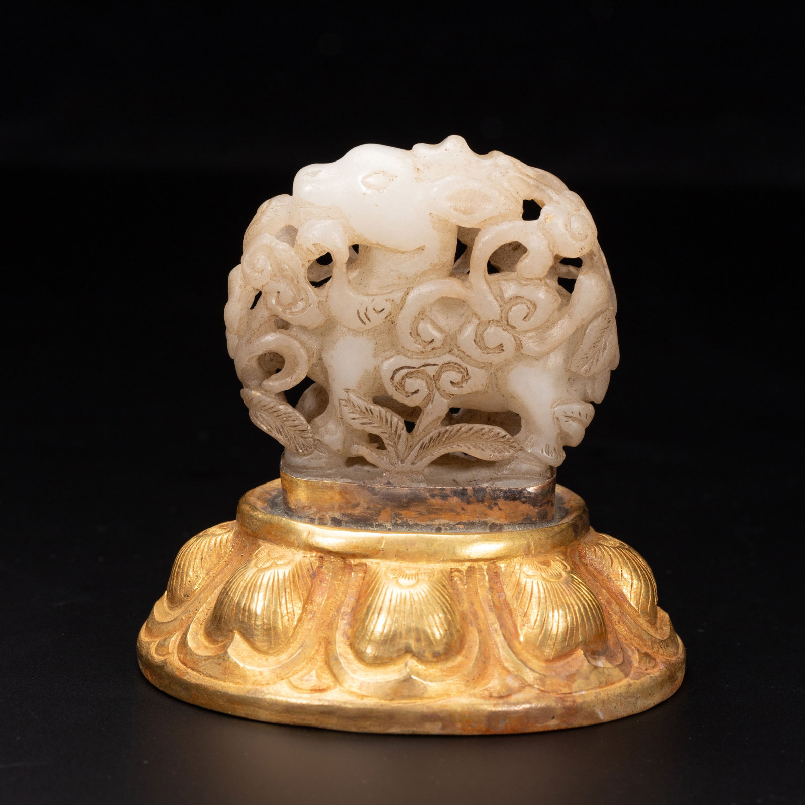 Chinese Hetian Jade and Gilt Bronze Censer Finial (1 of 9)