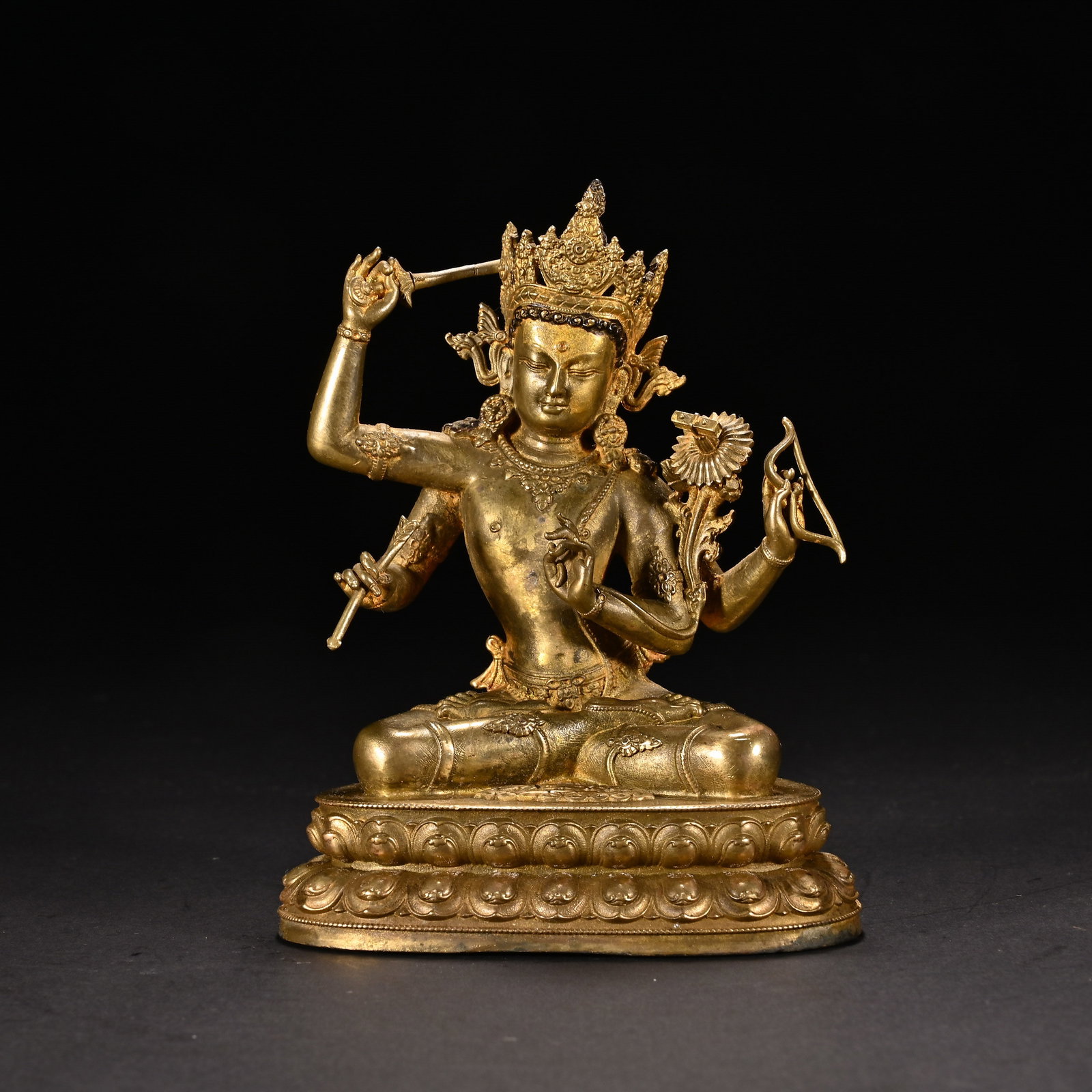 Chinese Gilt Bronze Four-Armed Bodhisattva Statue (1 of 7)