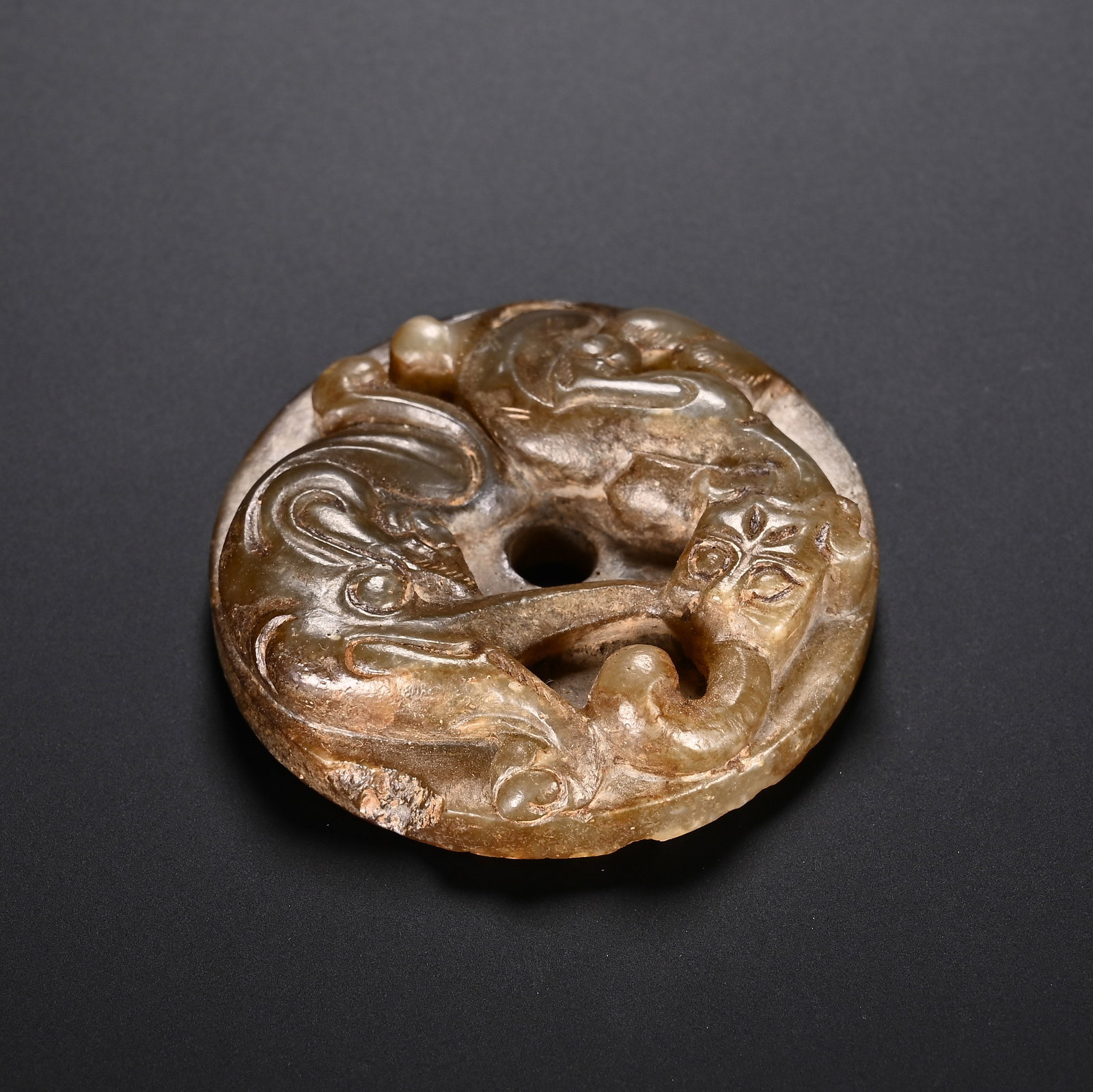 Chinese Hetian Jade Bi Disc with Dragon (1 of 5)